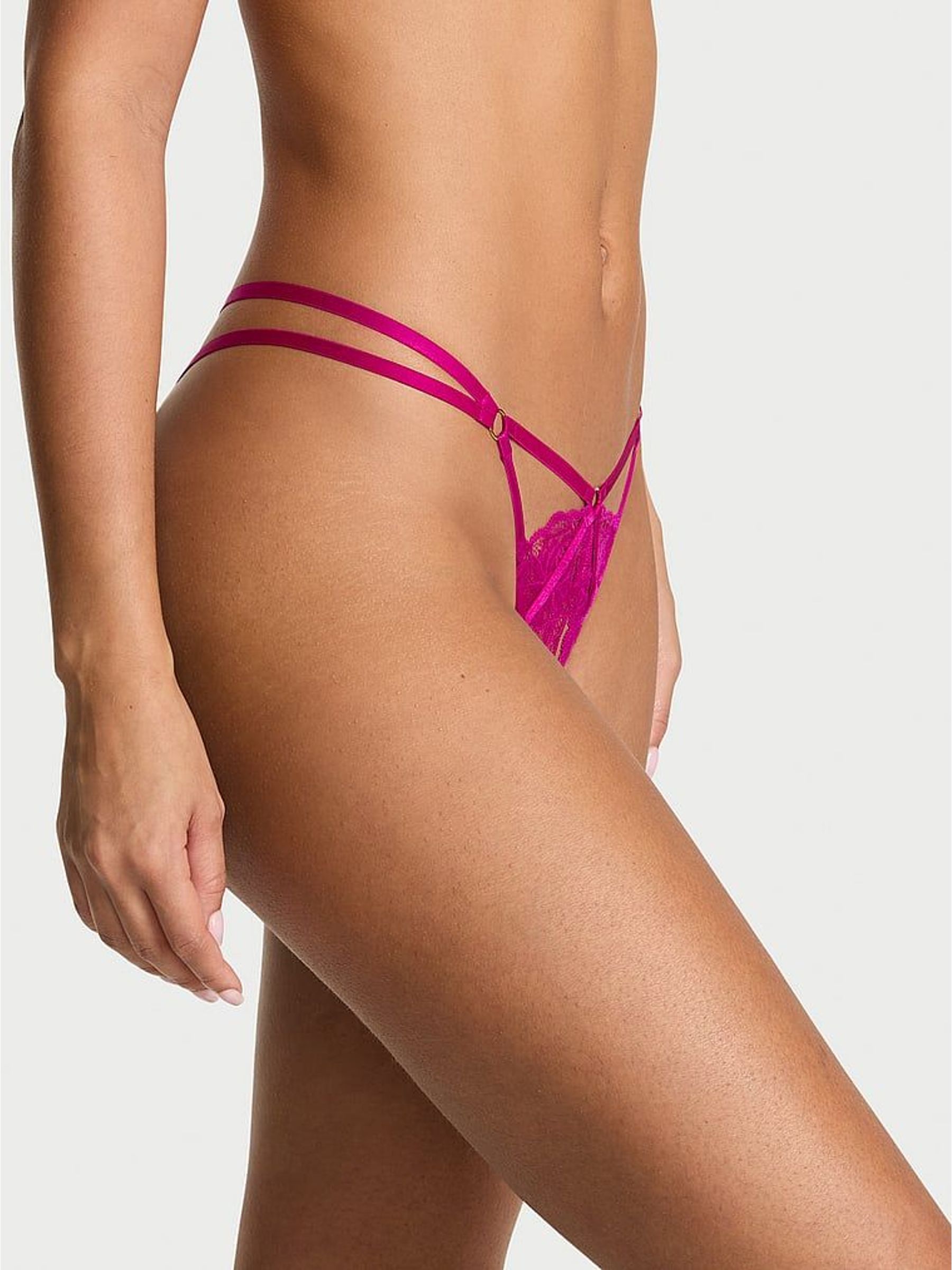 Berrylicious Purple Thong Lace Strappy Crotchless Knickers (W71753) | £18
