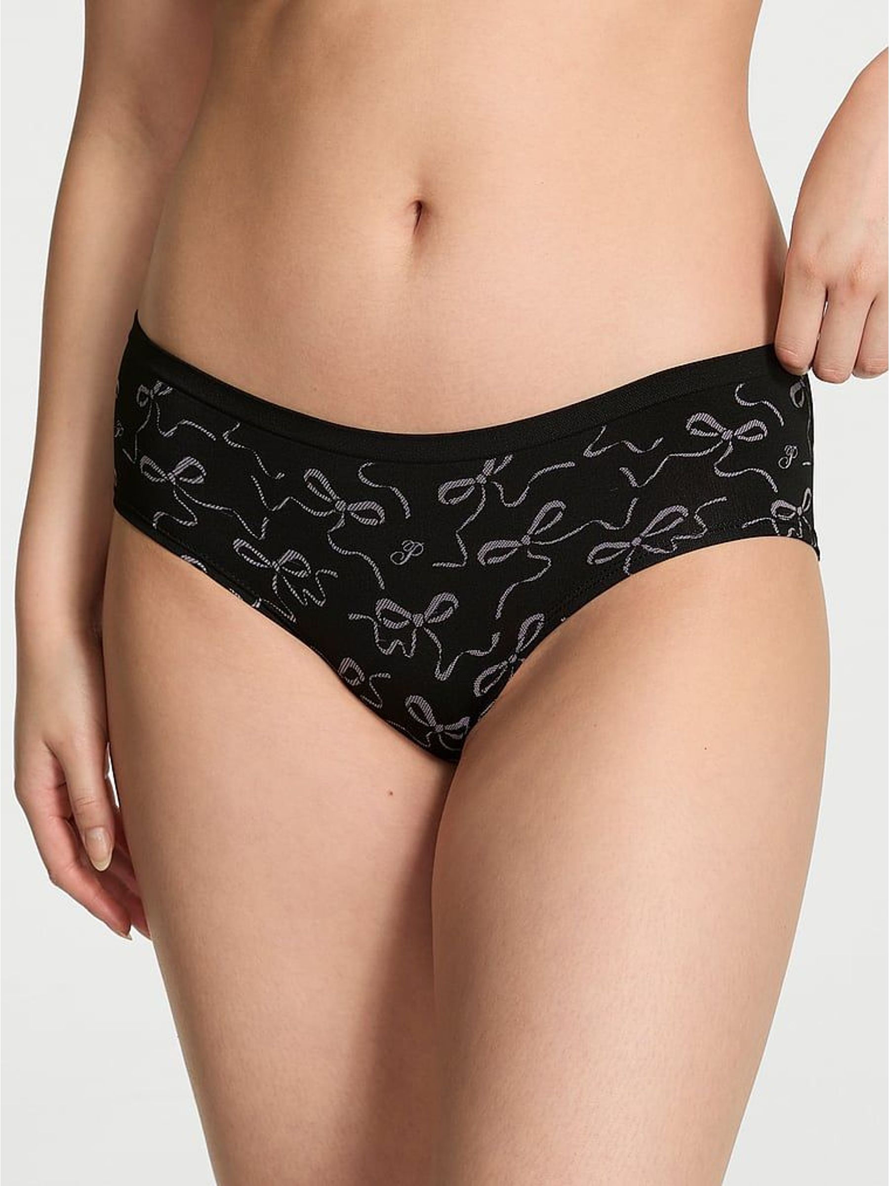 Black Bow Print Hipster Seamless Knickers (W71766) | £10