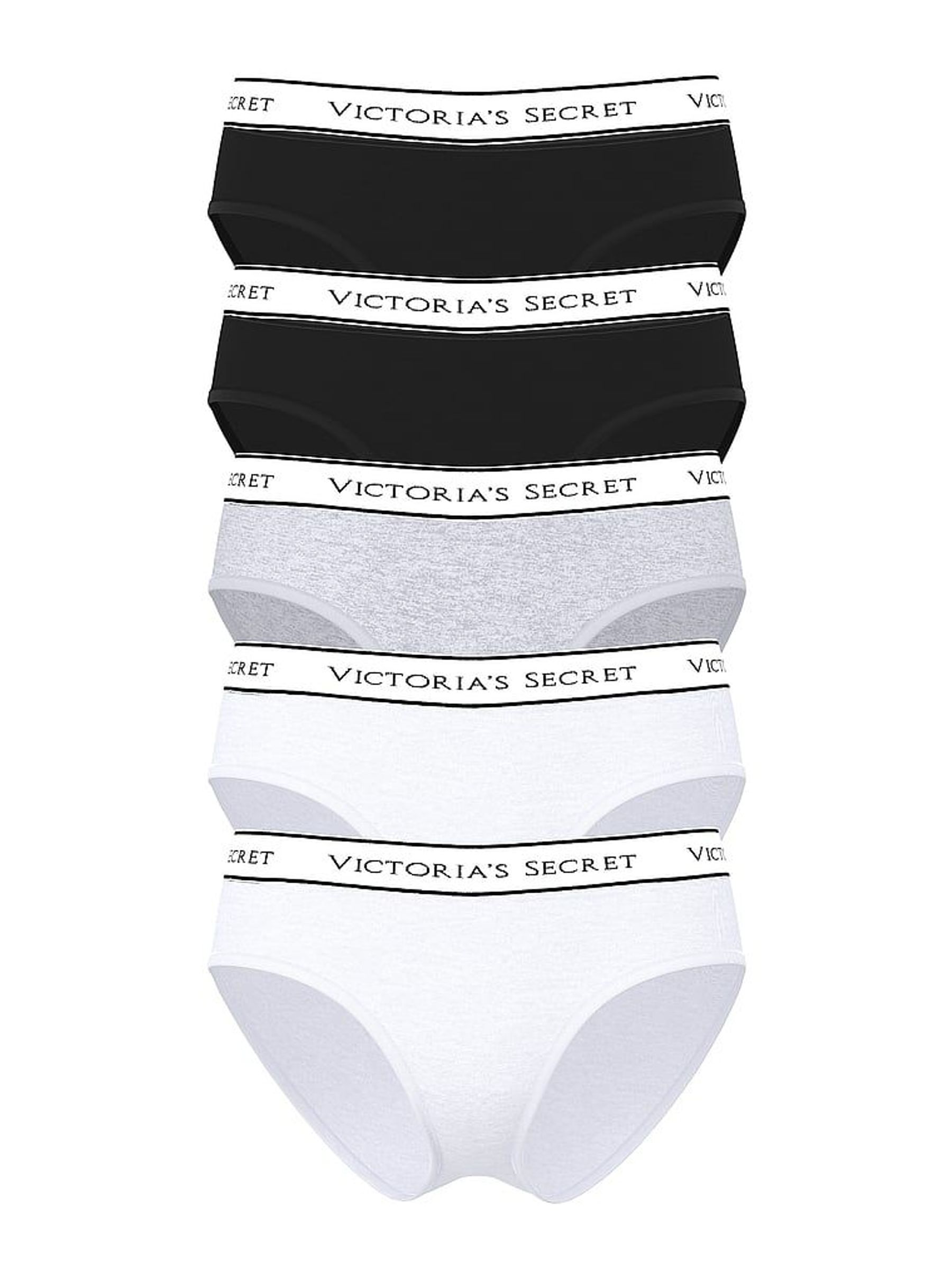 Black/Grey/White Hipster Knickers 5 Pack (W71782) | £30