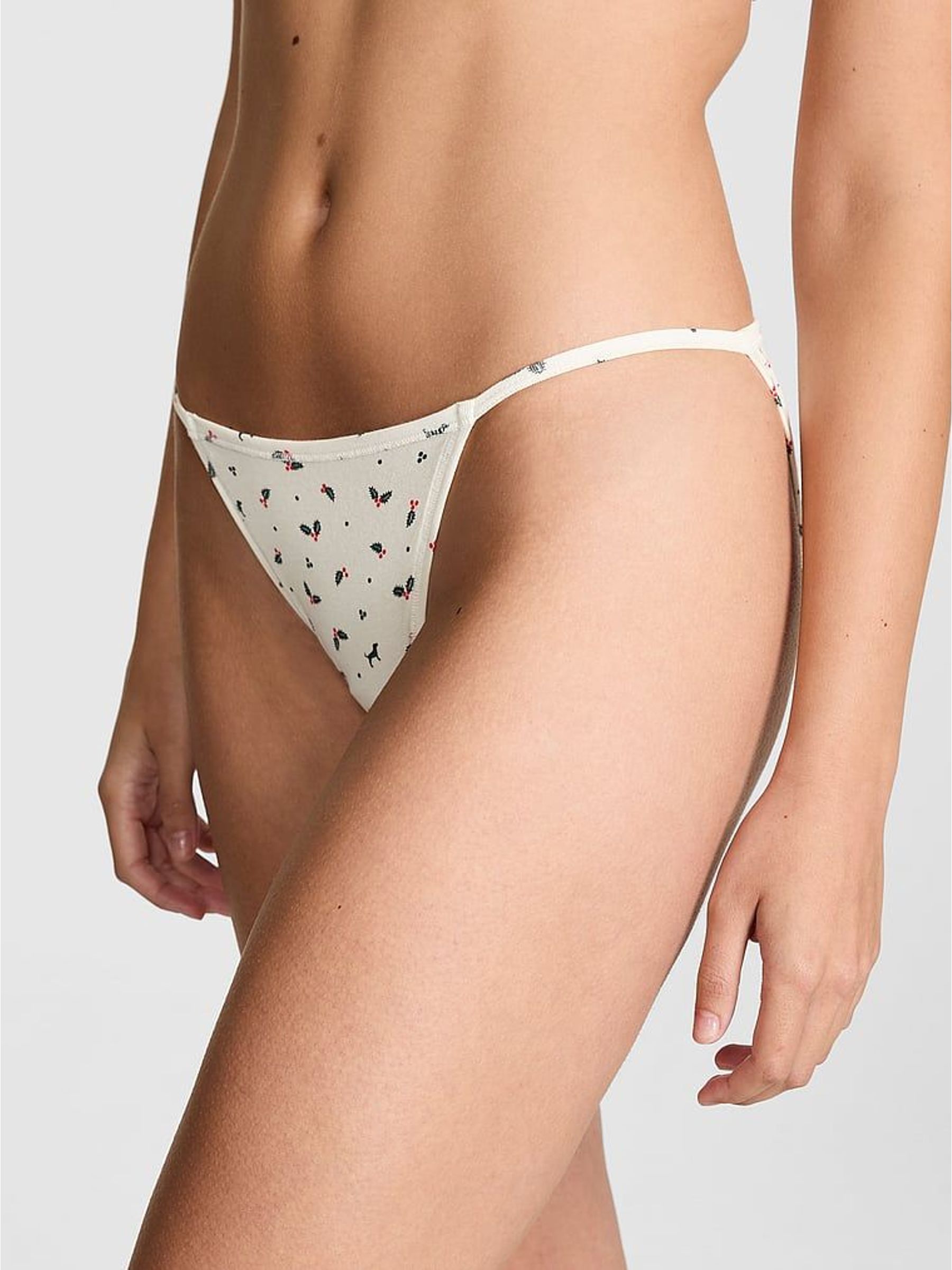 Winter White Holly Print Bikini Cotton Knickers (W71824) | £10