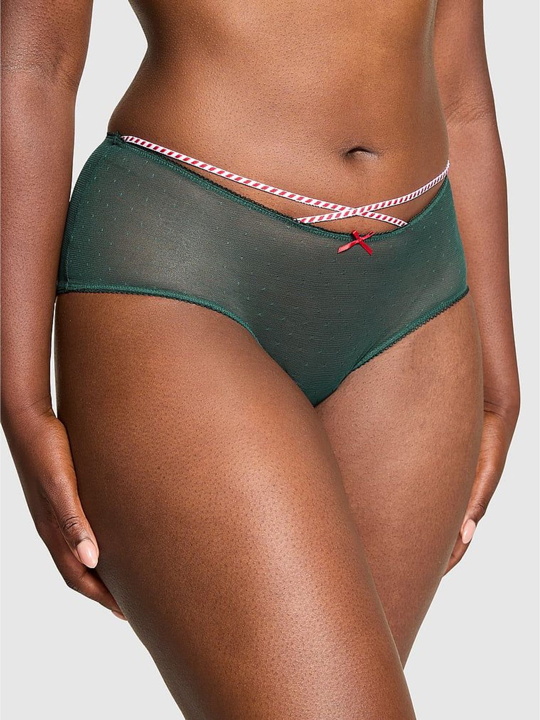 Forest Green Cheeky Christmas Mesh Knickers (W71832) | £10
