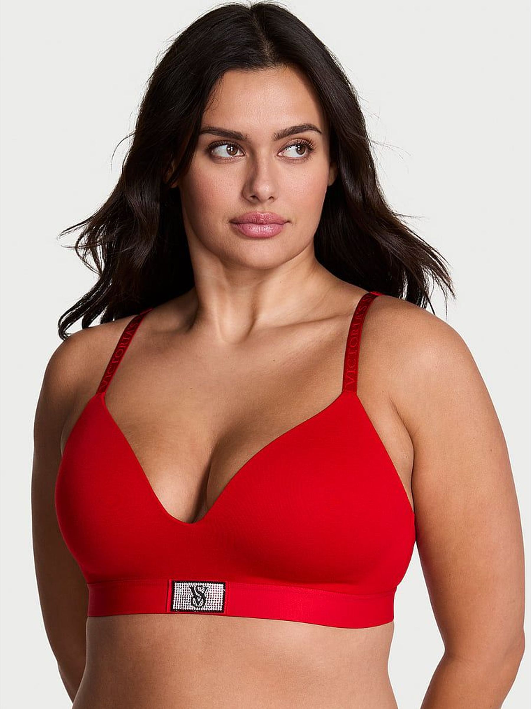 Lipstick Red Non Wired Lightly Lined Logo Shine Patch Bra (W71834) | £40