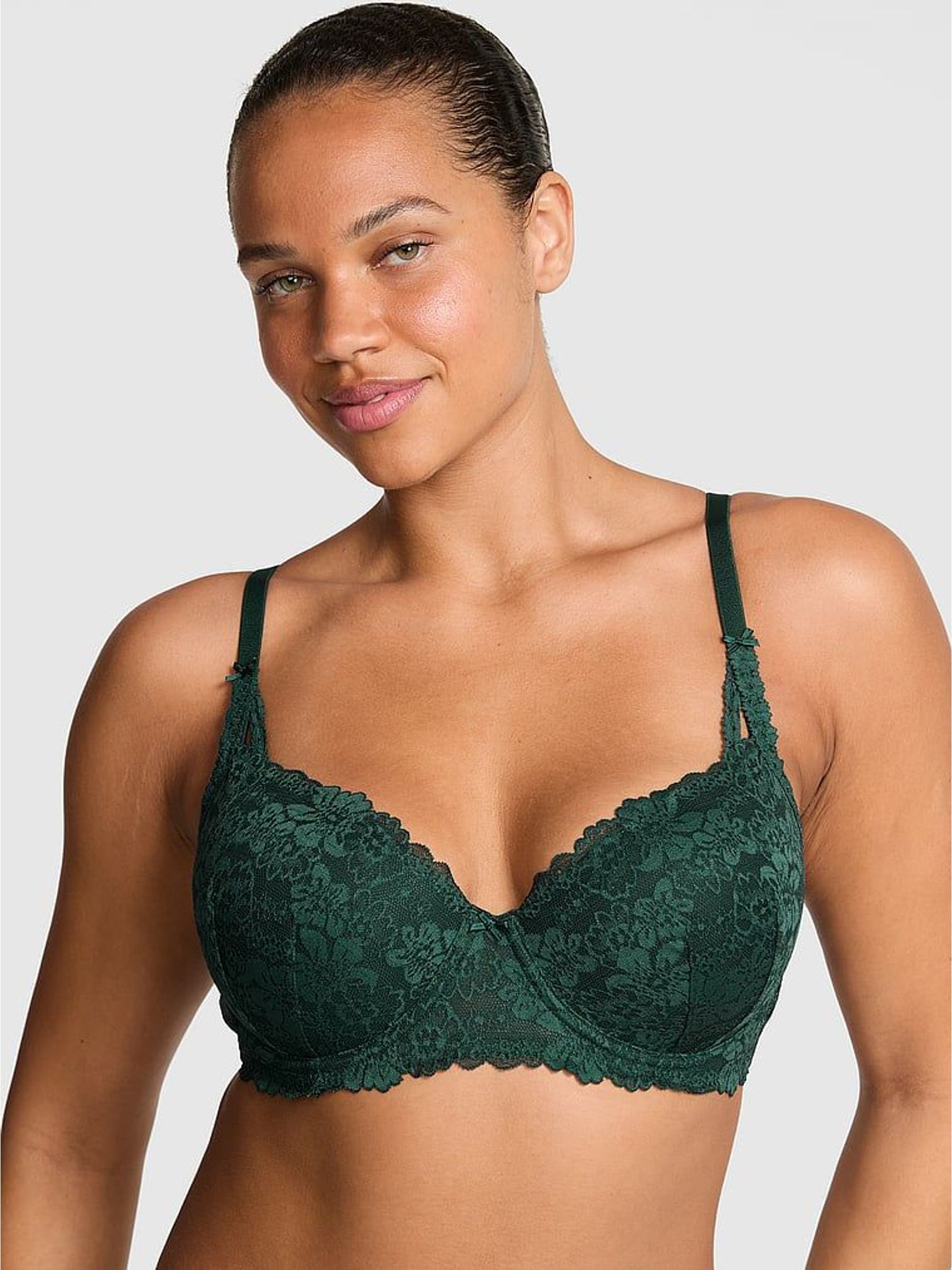 Deep Forest Green Lace Lightly Lined Balcony Bra (W72002) | £36