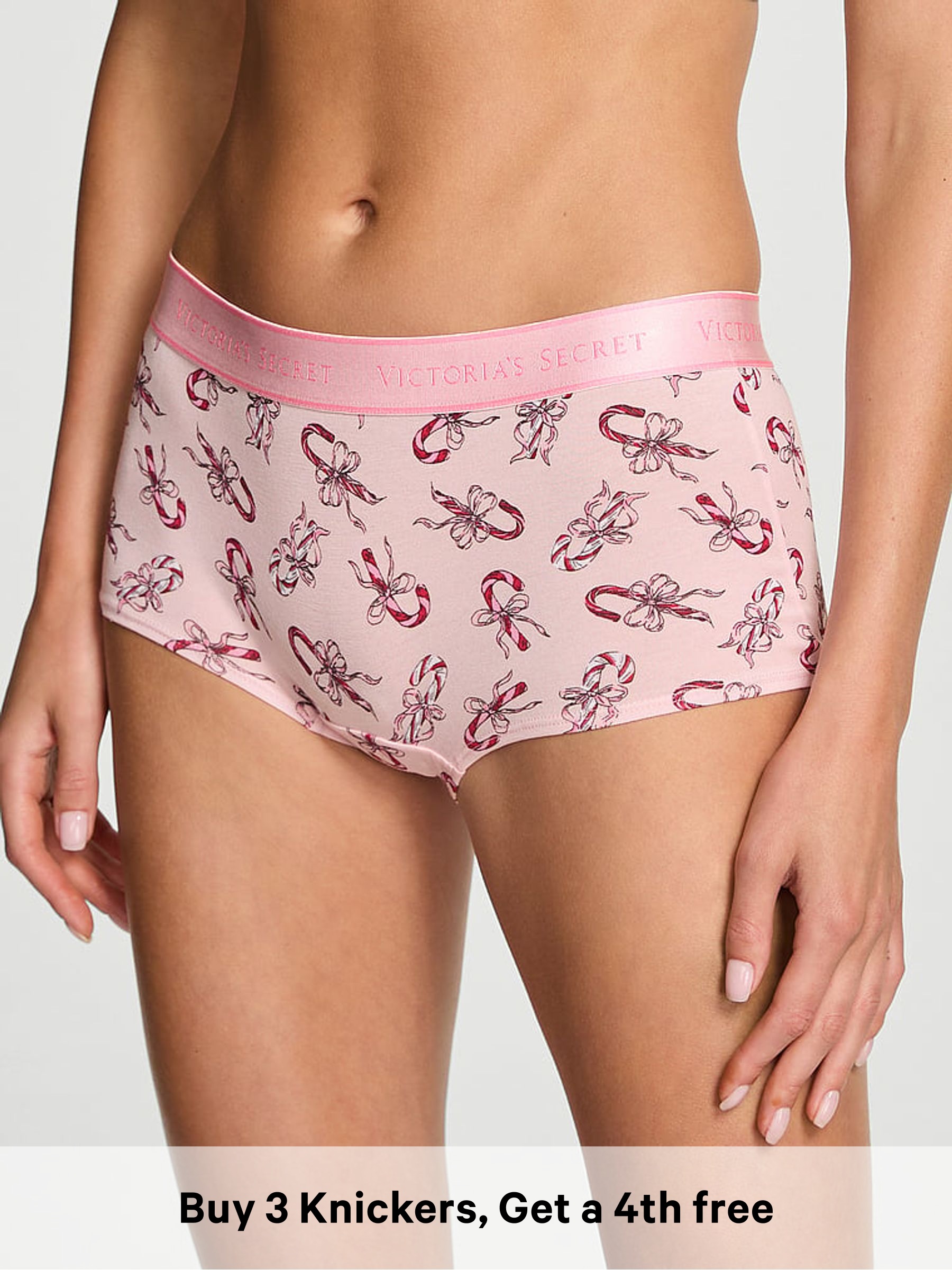 Angel Pink Candy Cane Short Logo Knickers (W72075) | £9