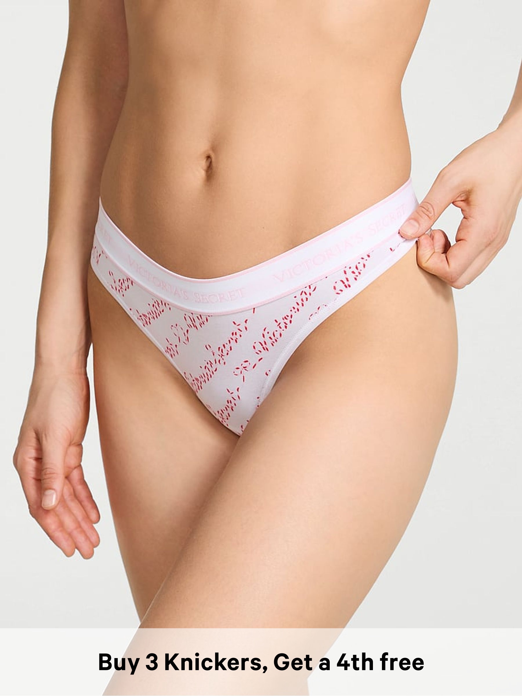 White Script Thong Logo Knickers (W72077) | £9