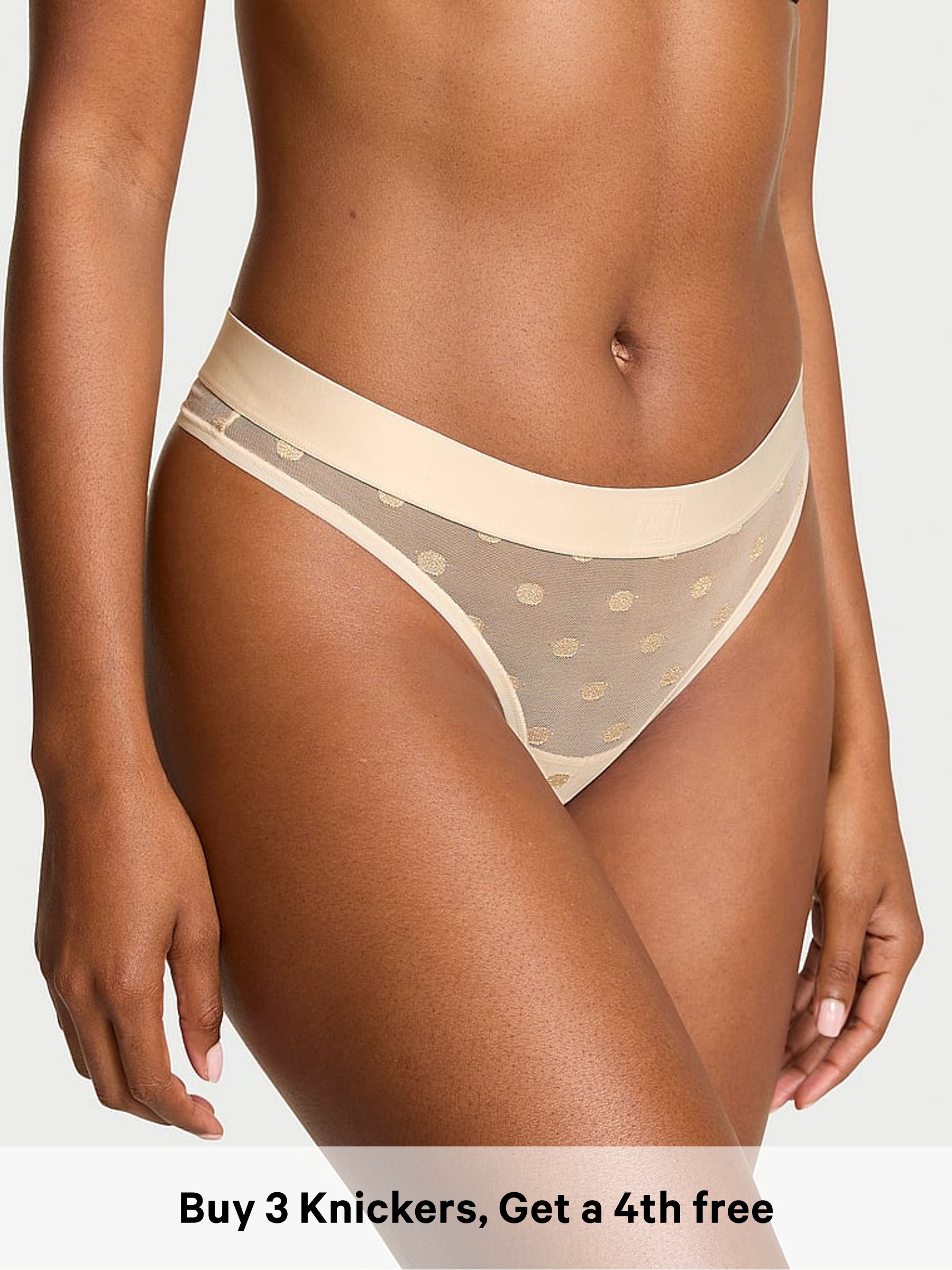 Candlelight Nude Thong Sheer Logo Knickers (W72079) | £9