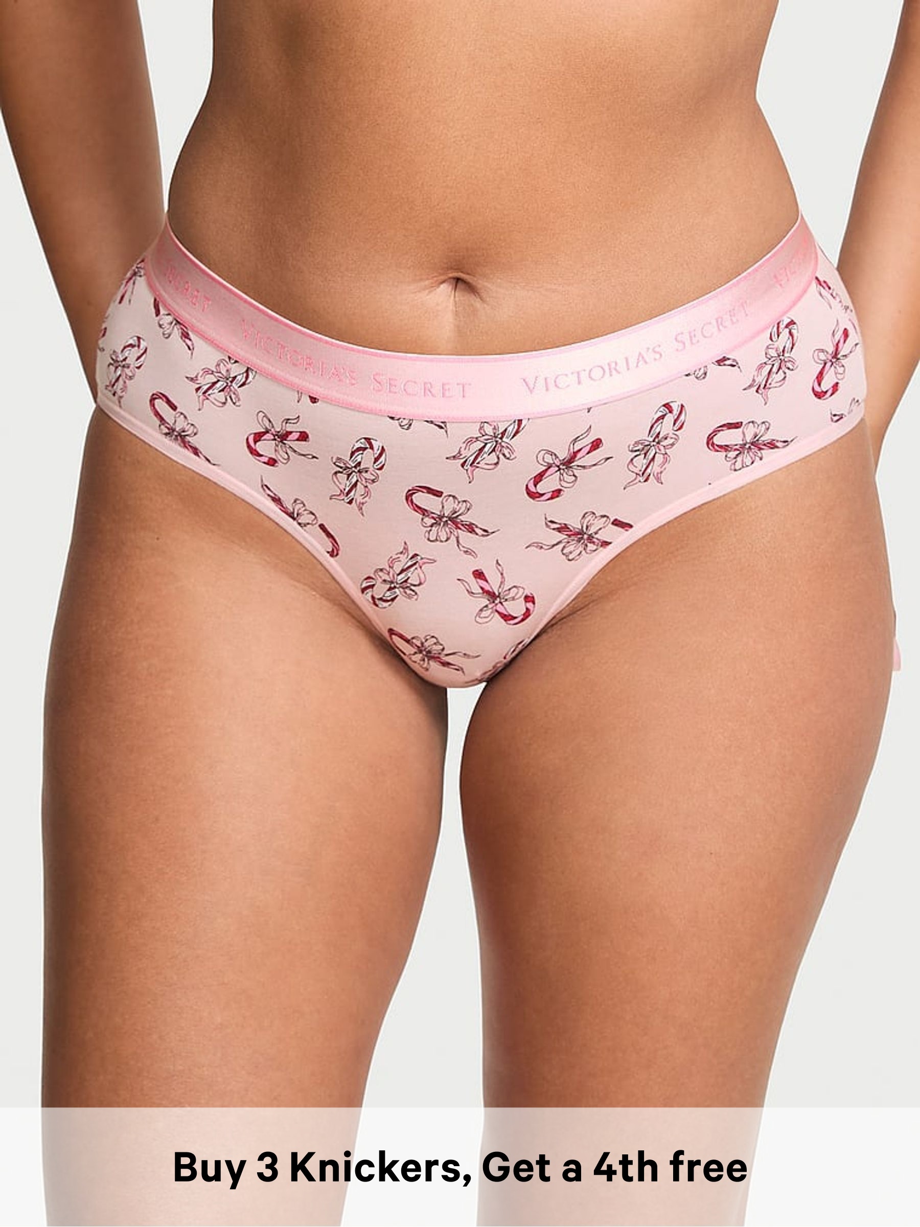 Angel Pink Christmas Candy Cane Hipster Logo Knickers (W72090) | £9