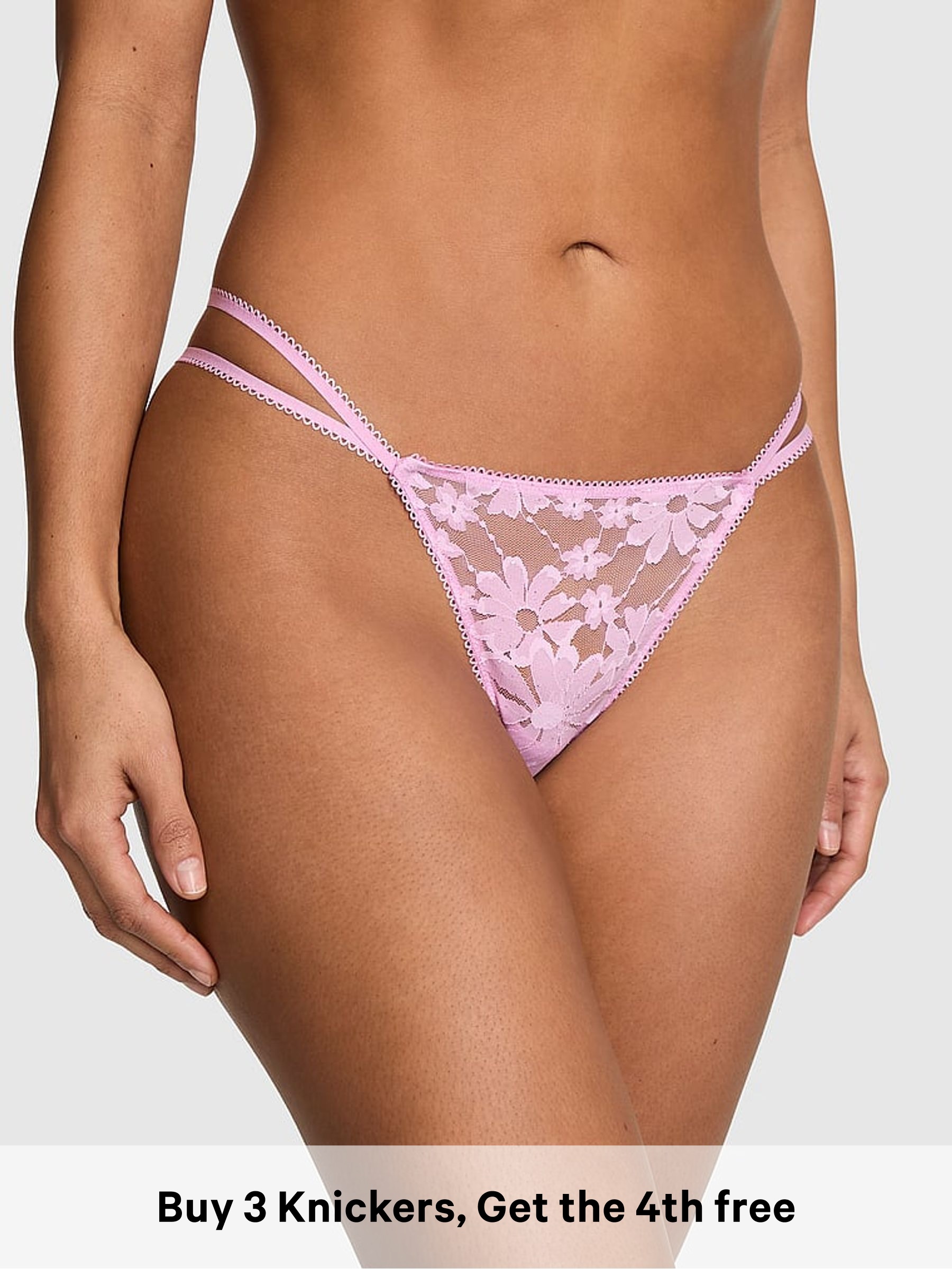 Hushed Lilac Purple G-String Sequin Lace Knickers (W72091) | £10