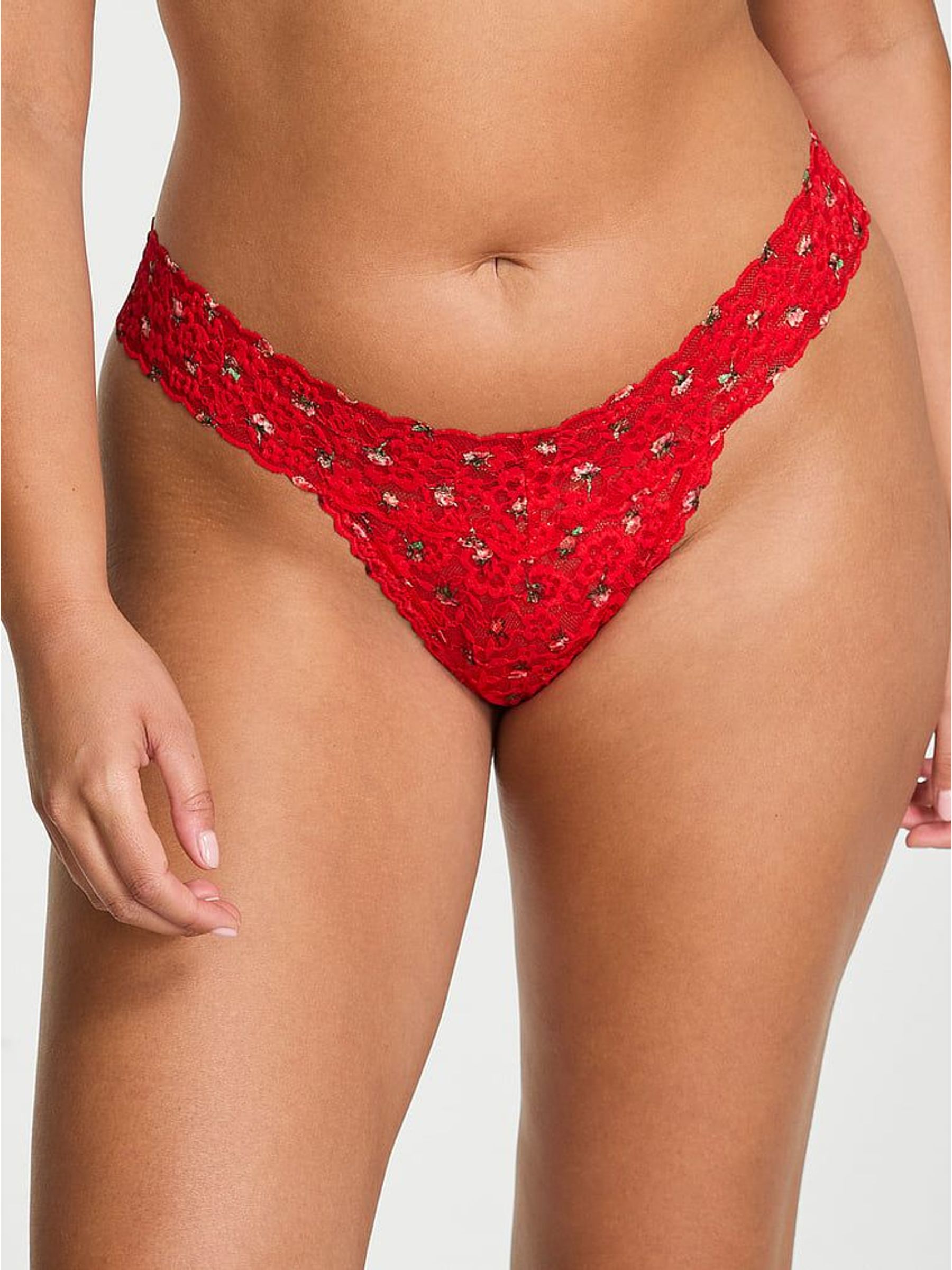 Bright Vermillion Roses Red Thong Knickers (W72100) | £10