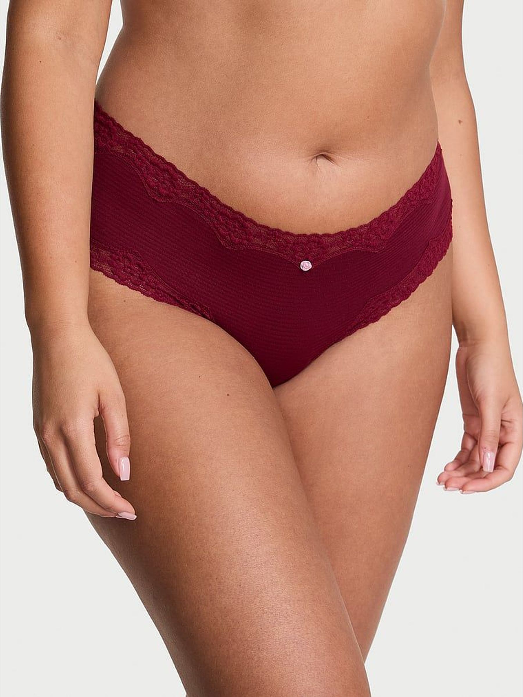 Sangria Red Cheeky Lace Waist Knickers (W72115) | £9