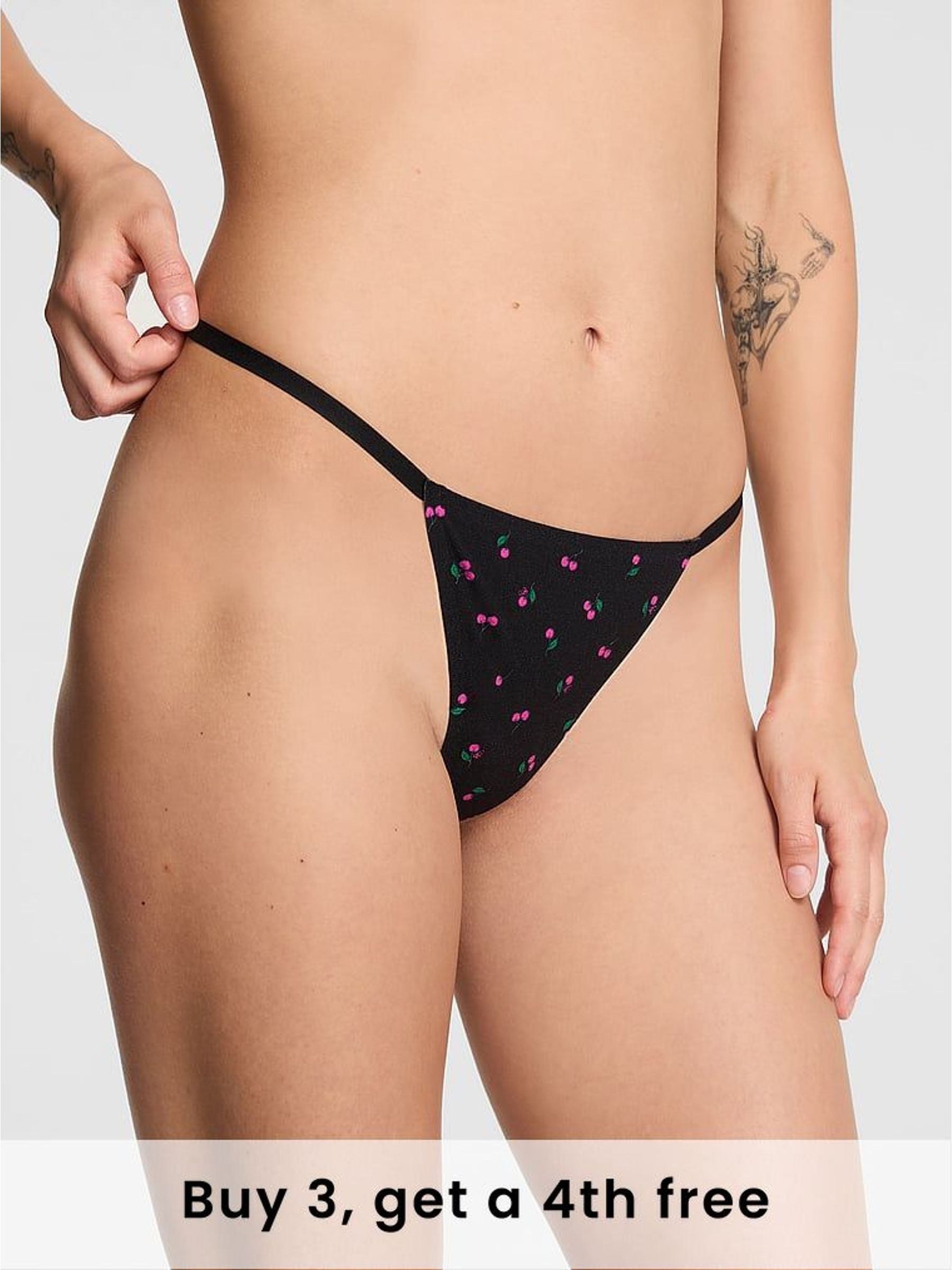 Black Cherry Print G-String No Show Knickers (W72132) | £9