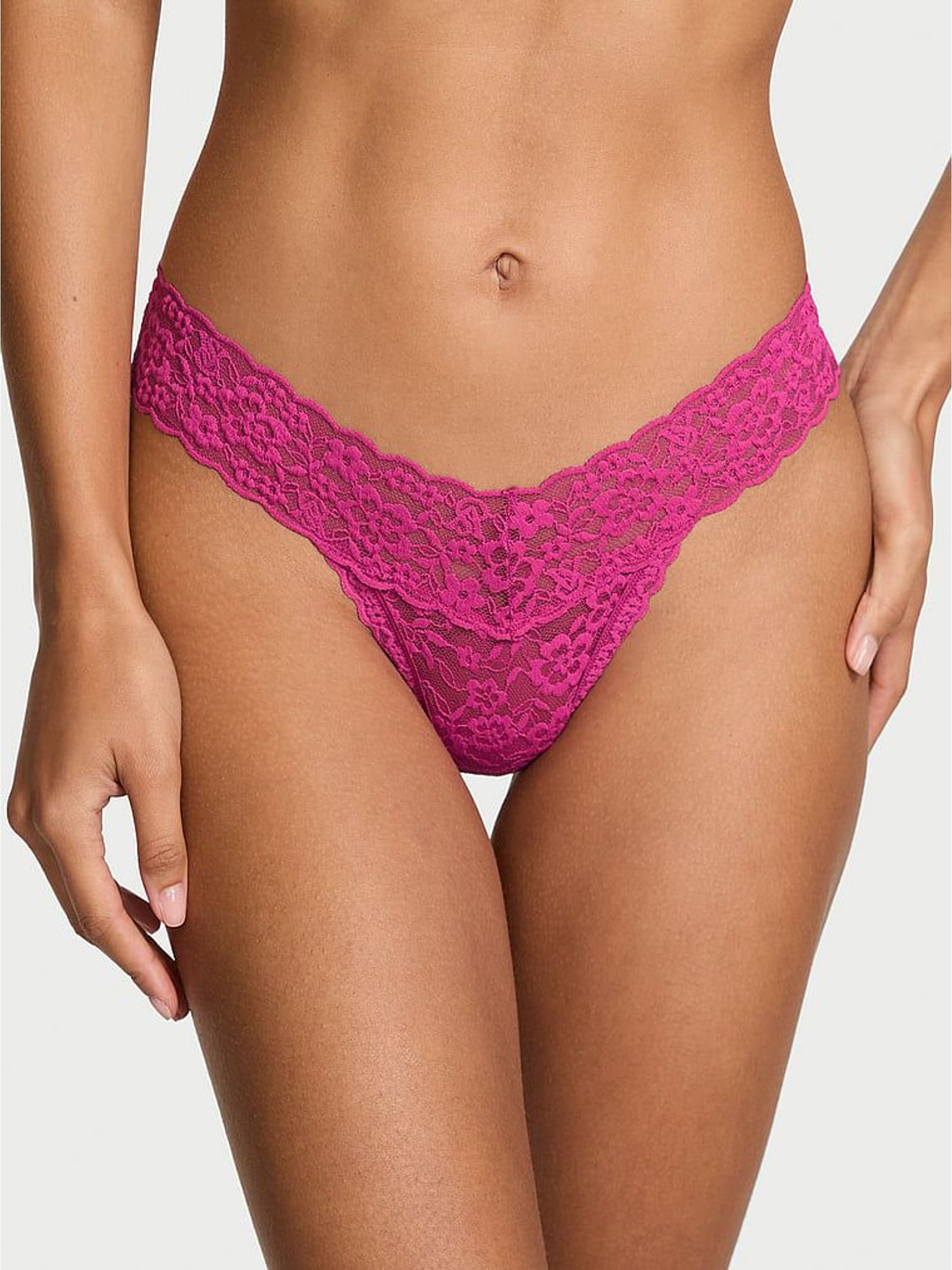 Luscious Rose Pink Thong Lace Strappy Back Knickers (W72133) | £10