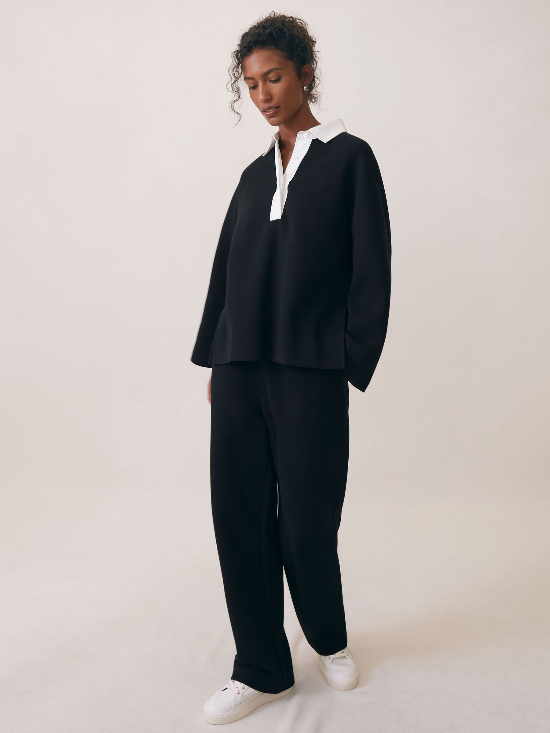 Interlock Contrast-Collar Sweatshirt in Black/White (W72737) | £130