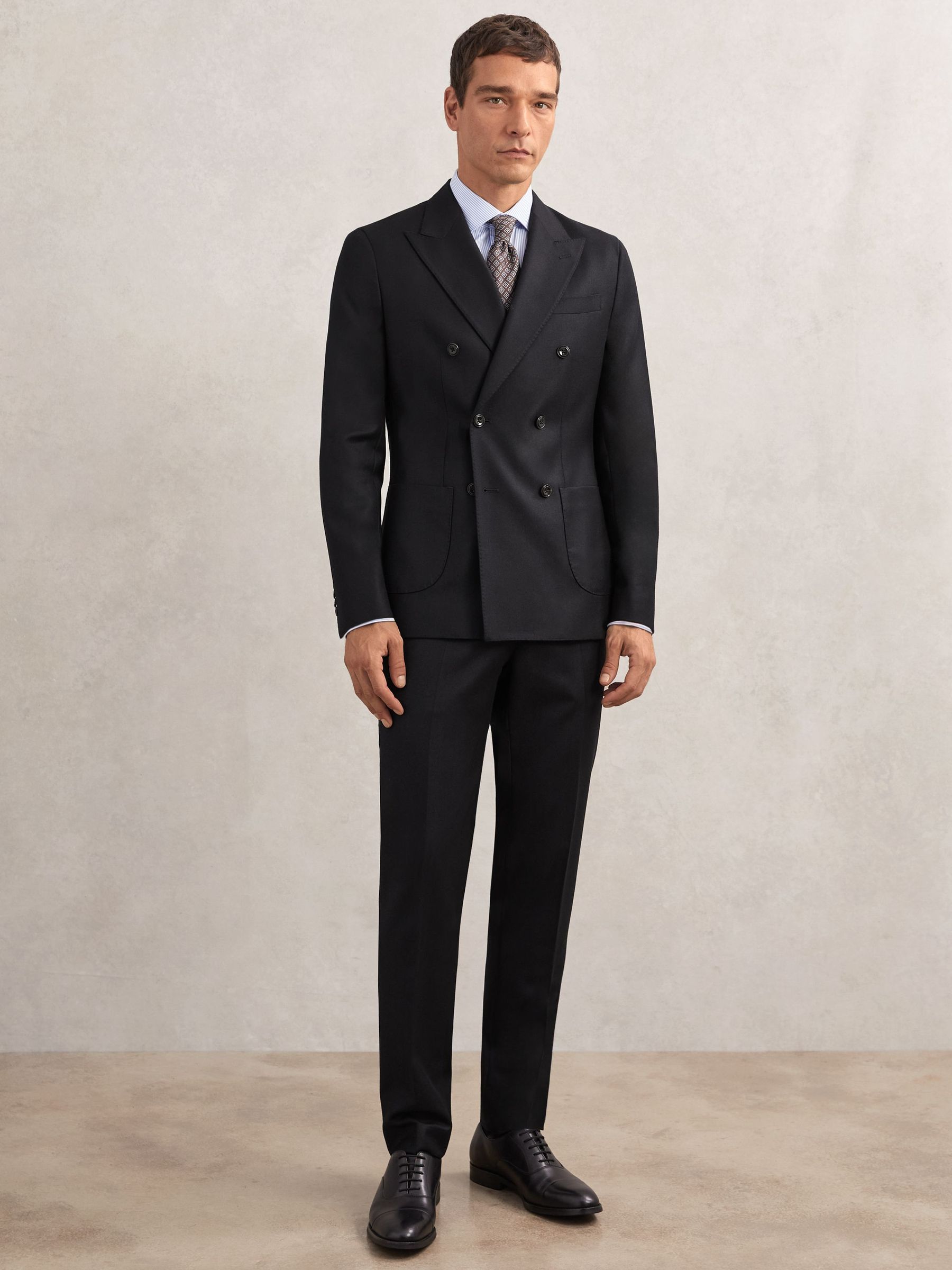 Wool-Flannel Tailored-Fit Suit Trousers in Navy (W72757) | £188