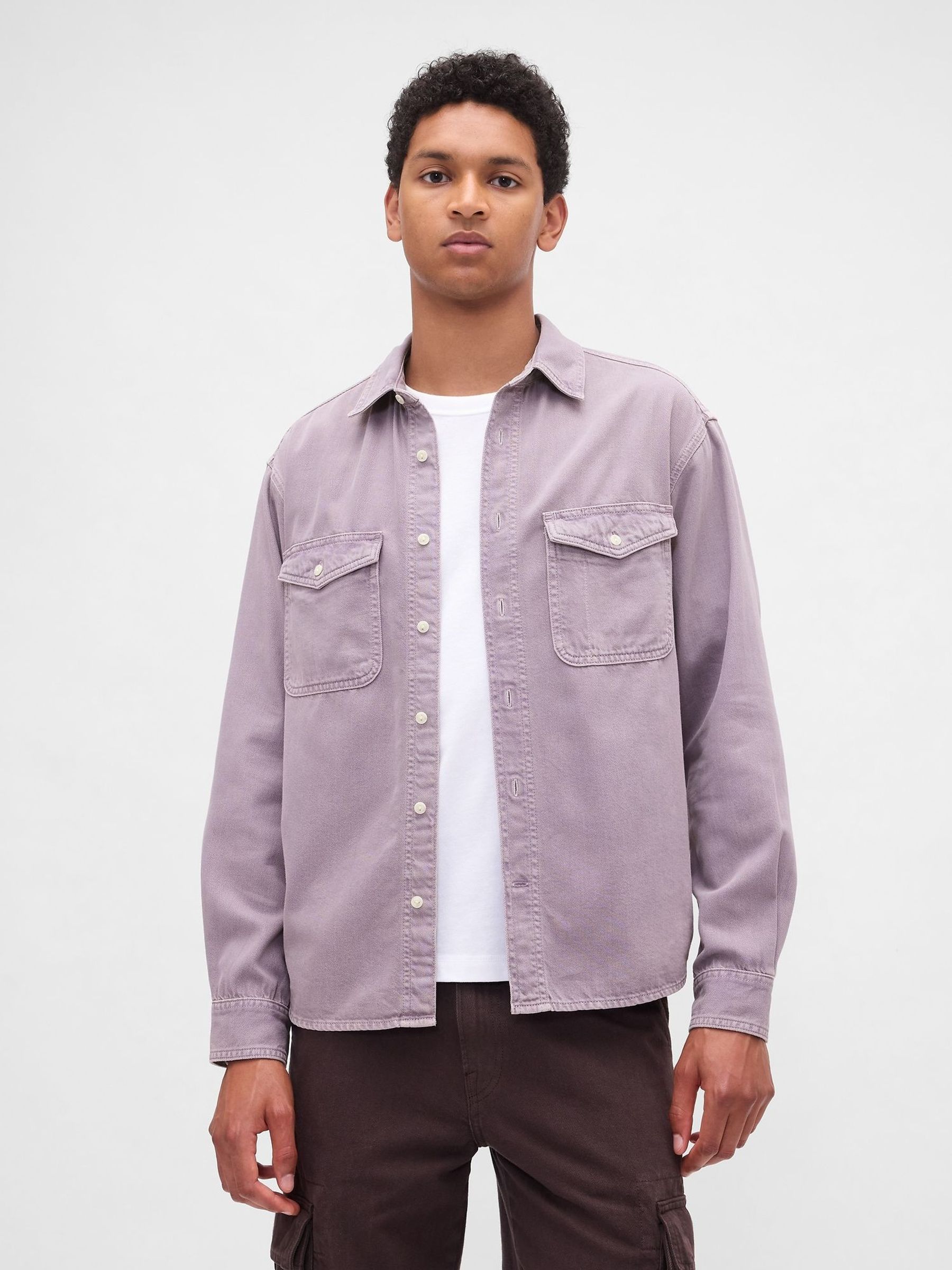 Lilac Purple UltraSoft Denim Relaxed Shirt (W73206) | £50