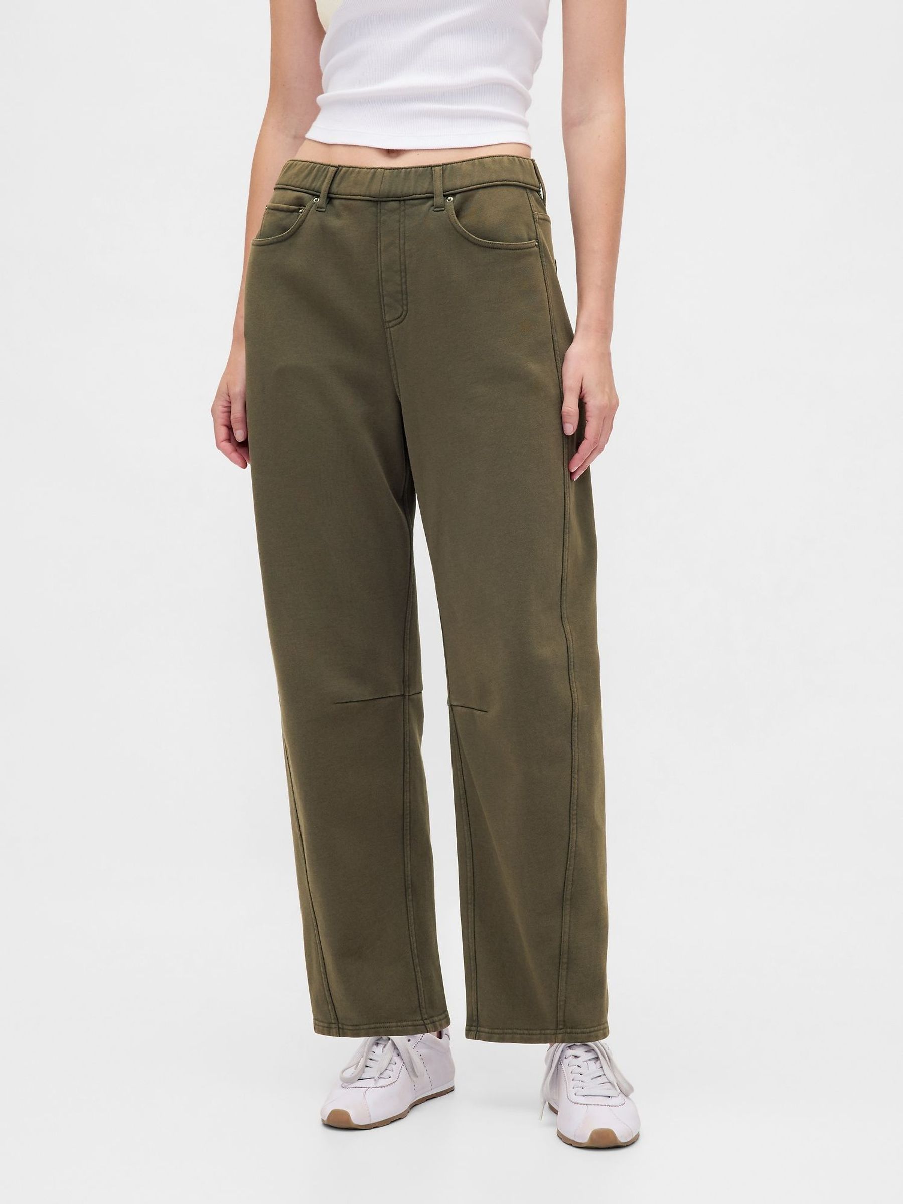 Green Heavyweight French Terry Barrel Joggers (W73262) | £65
