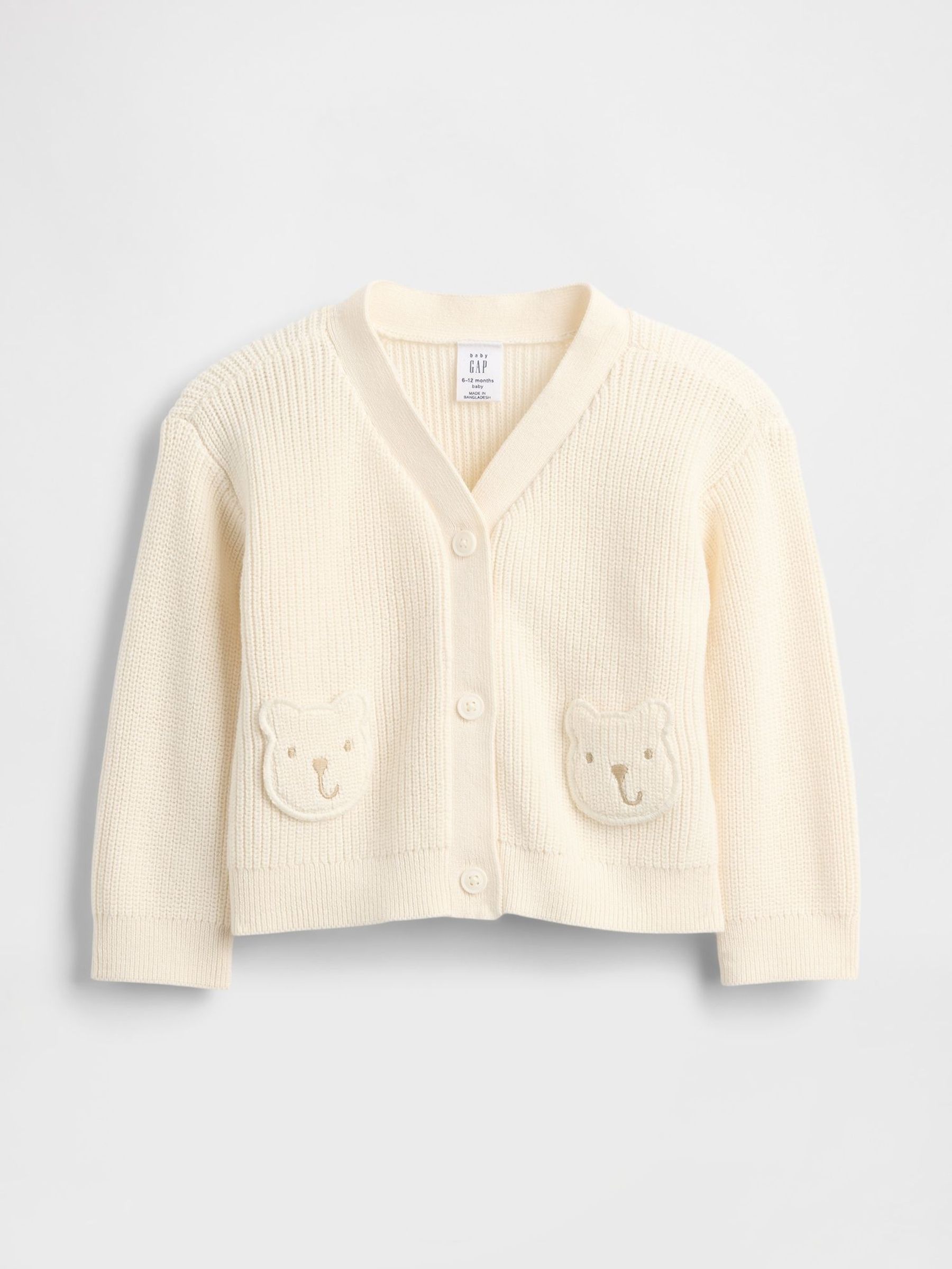 Cream Bear-Pocket Cardigan Jumper (Newborn-24mths) (W73268) | £25