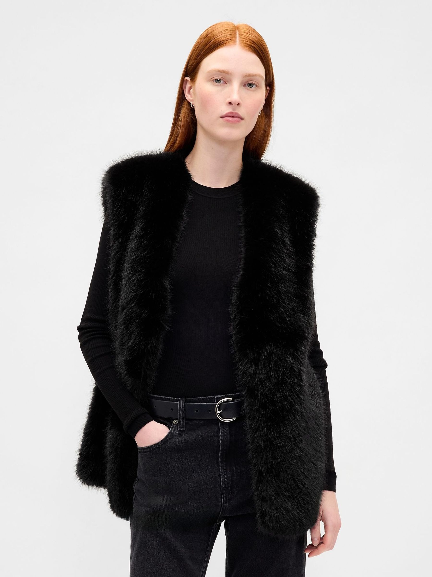 Black Faux Fur Vest (W73282) | £90
