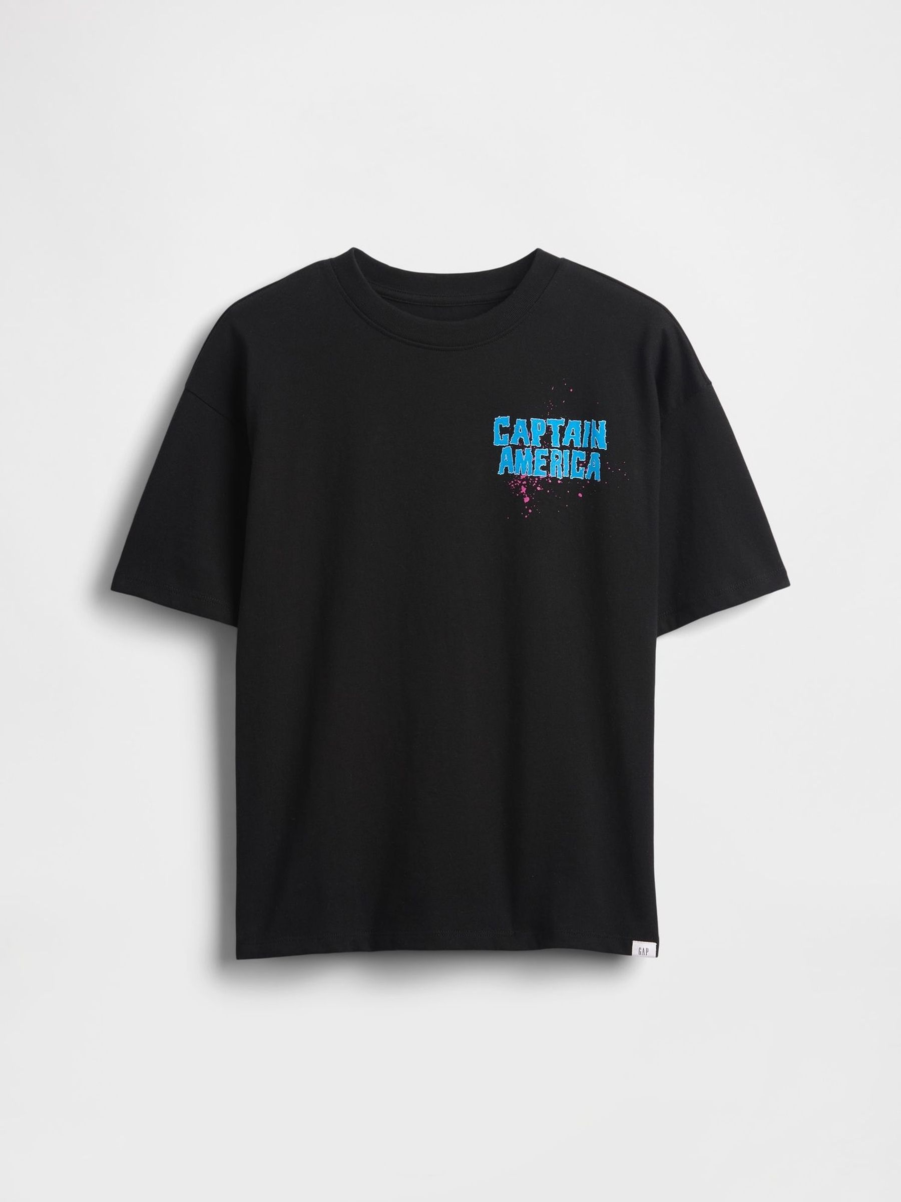 Black Captain America Marvel Relaxed Graphic Short Sleeve T-Shirt (4-13yrs) (W73292) | £14