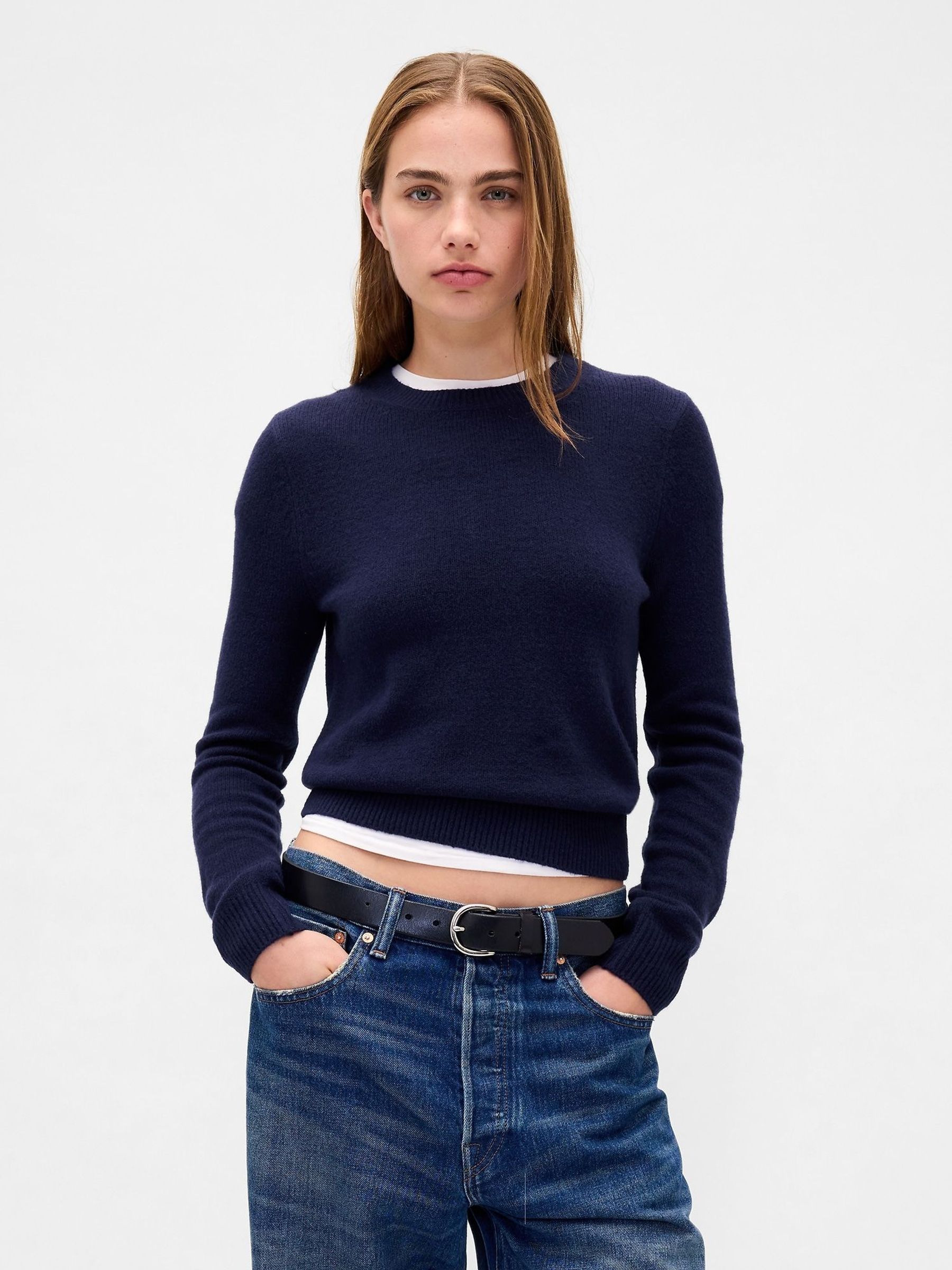 Navy Blue CashSoft Crew Neck Jumper (W73322) | £35