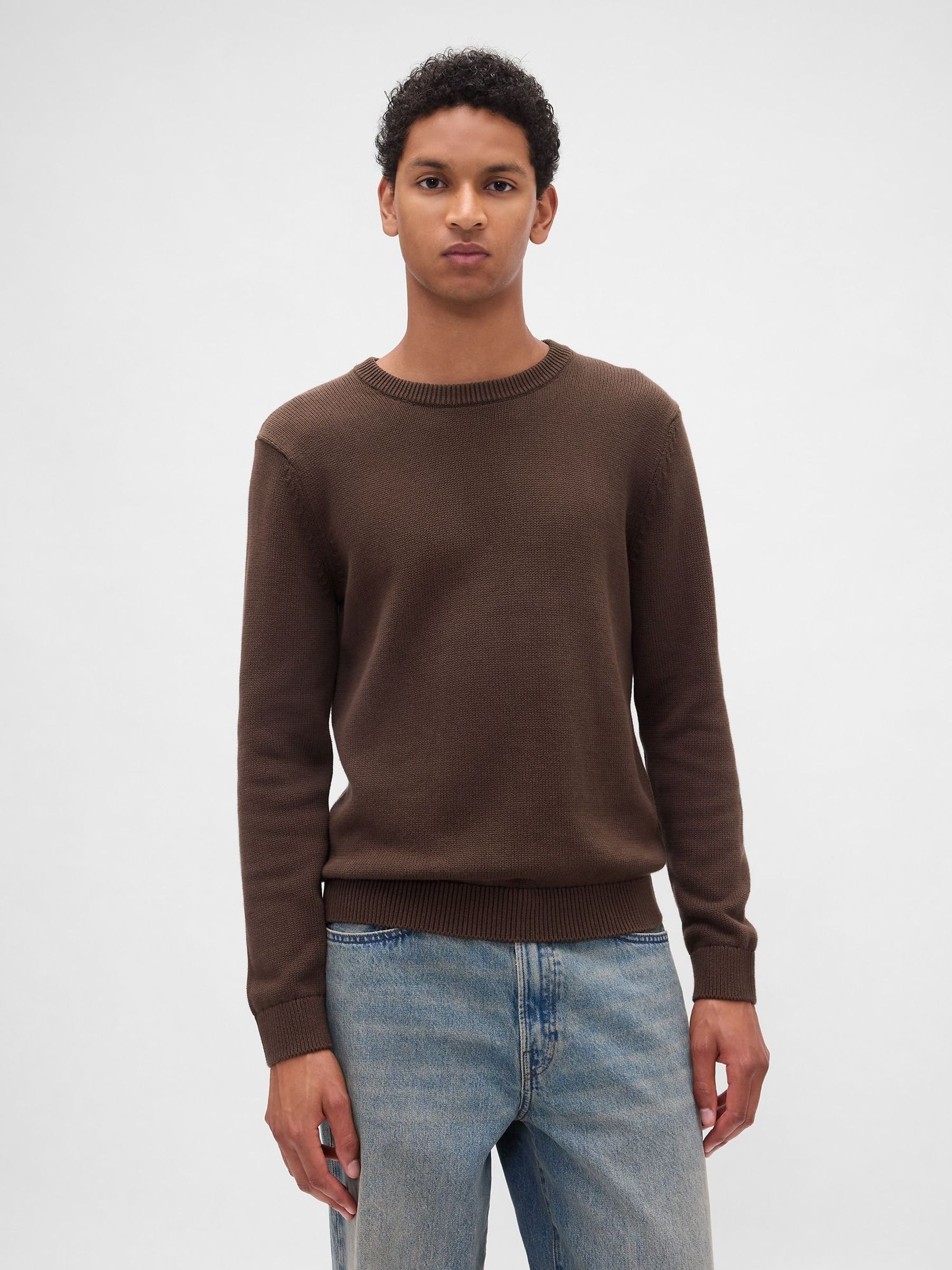 Brown Classic Crew Neck Jumper (W73340) | £35