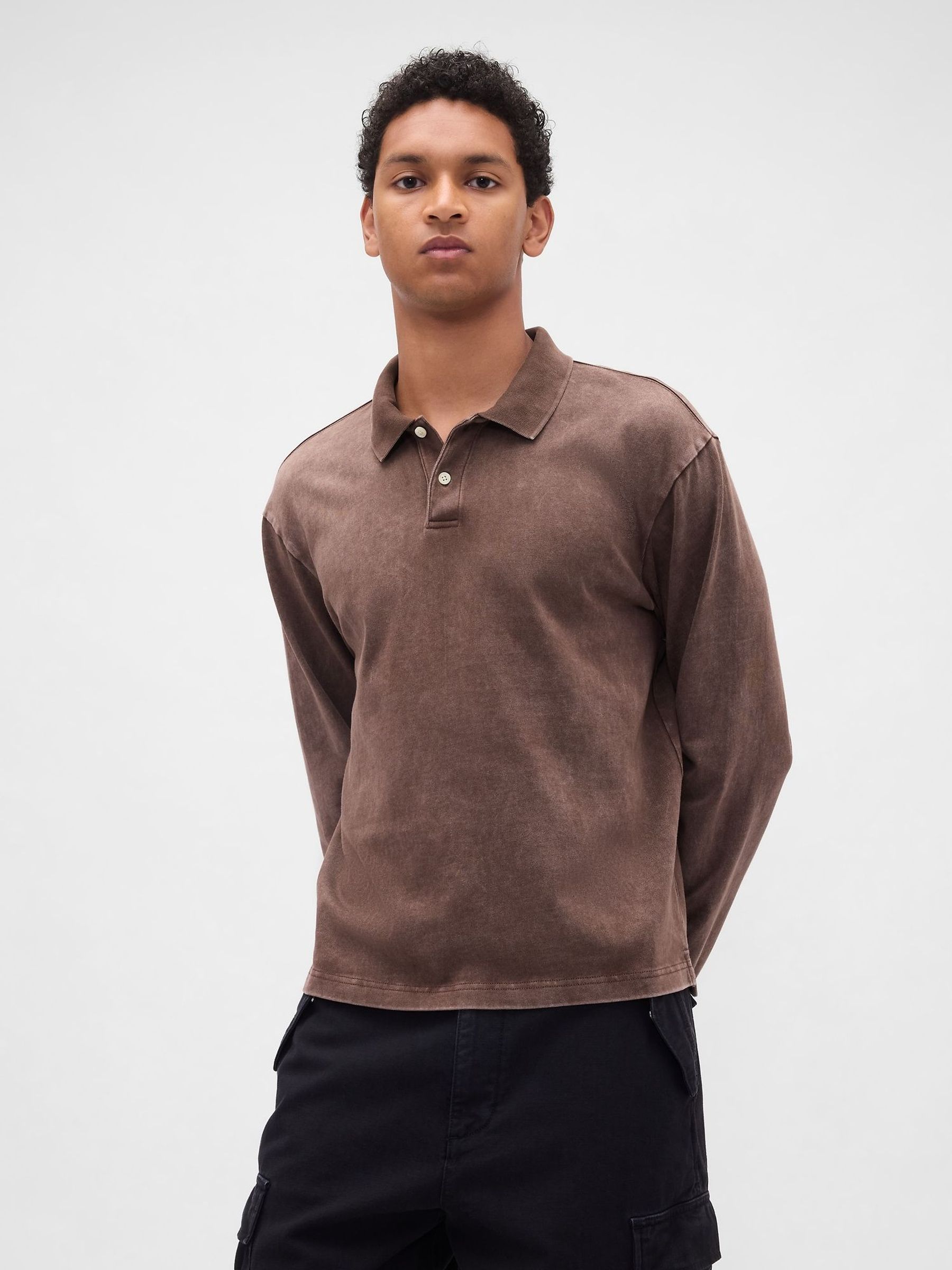 Brown Heavyweight Jersey Polo Shirt (W73358) | £55