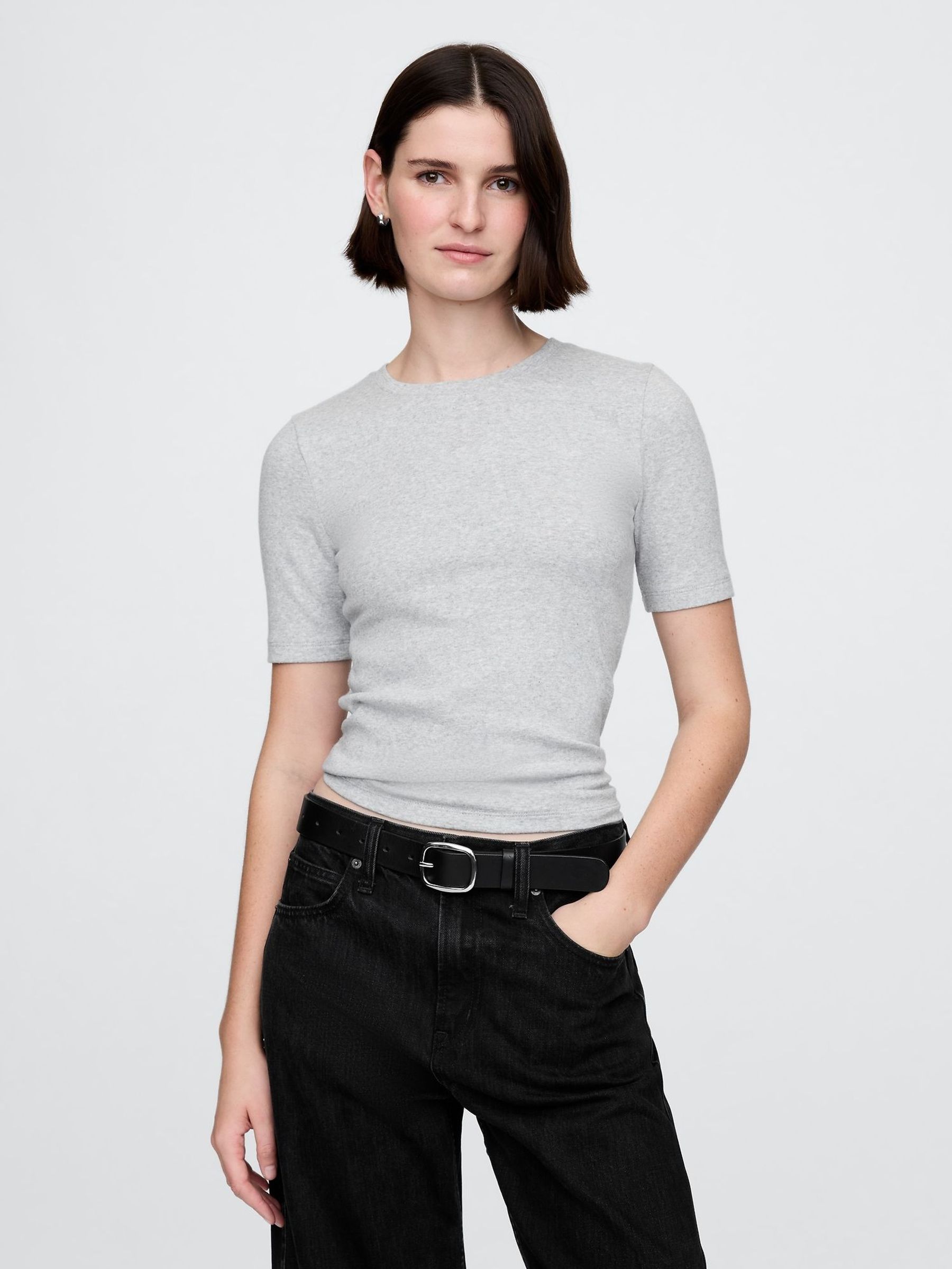 Grey Modern Crew Neck T-Shirt (W73361) | £18