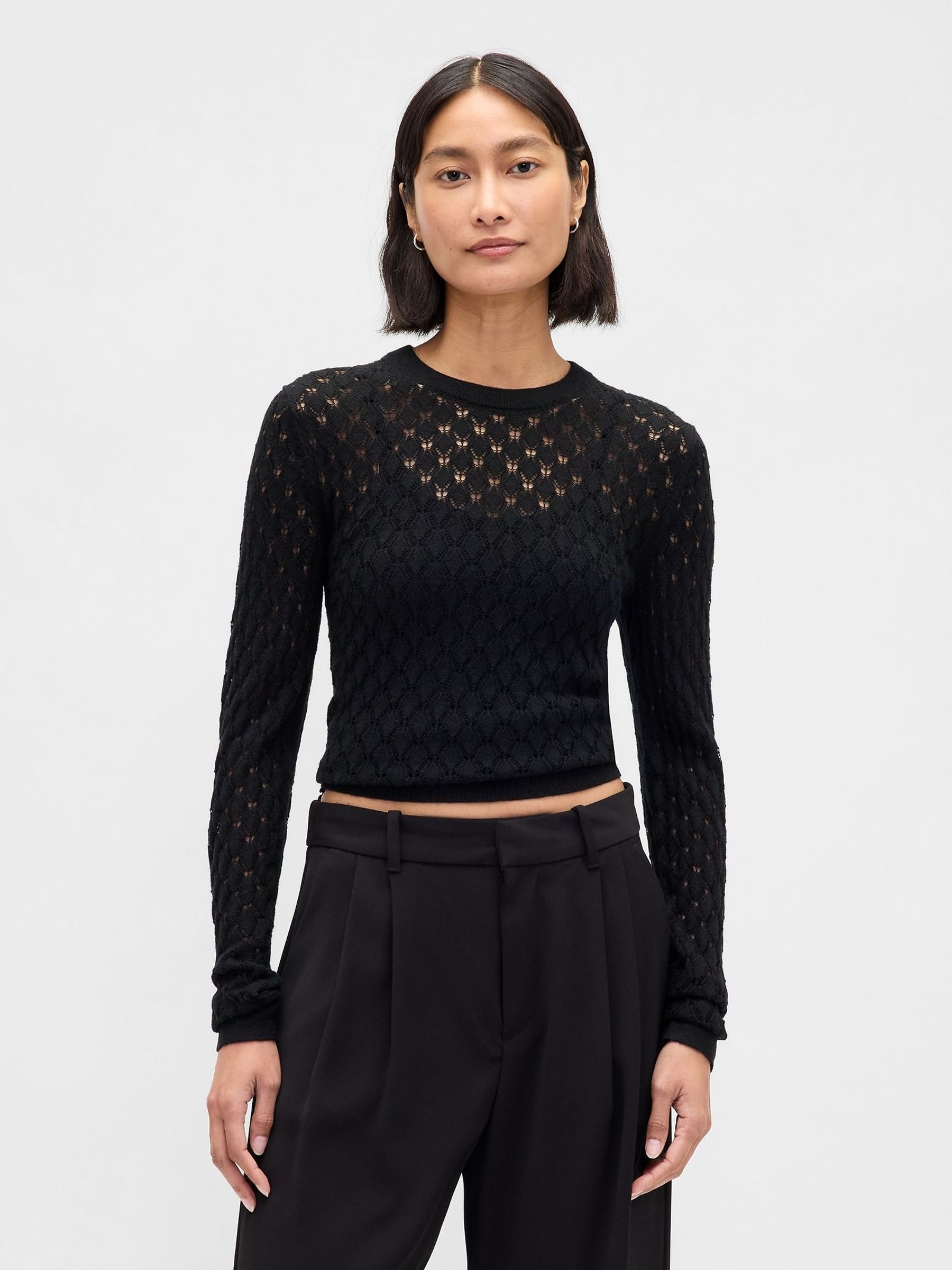 Black Pointelle Sweatshirt (W73371) | £40