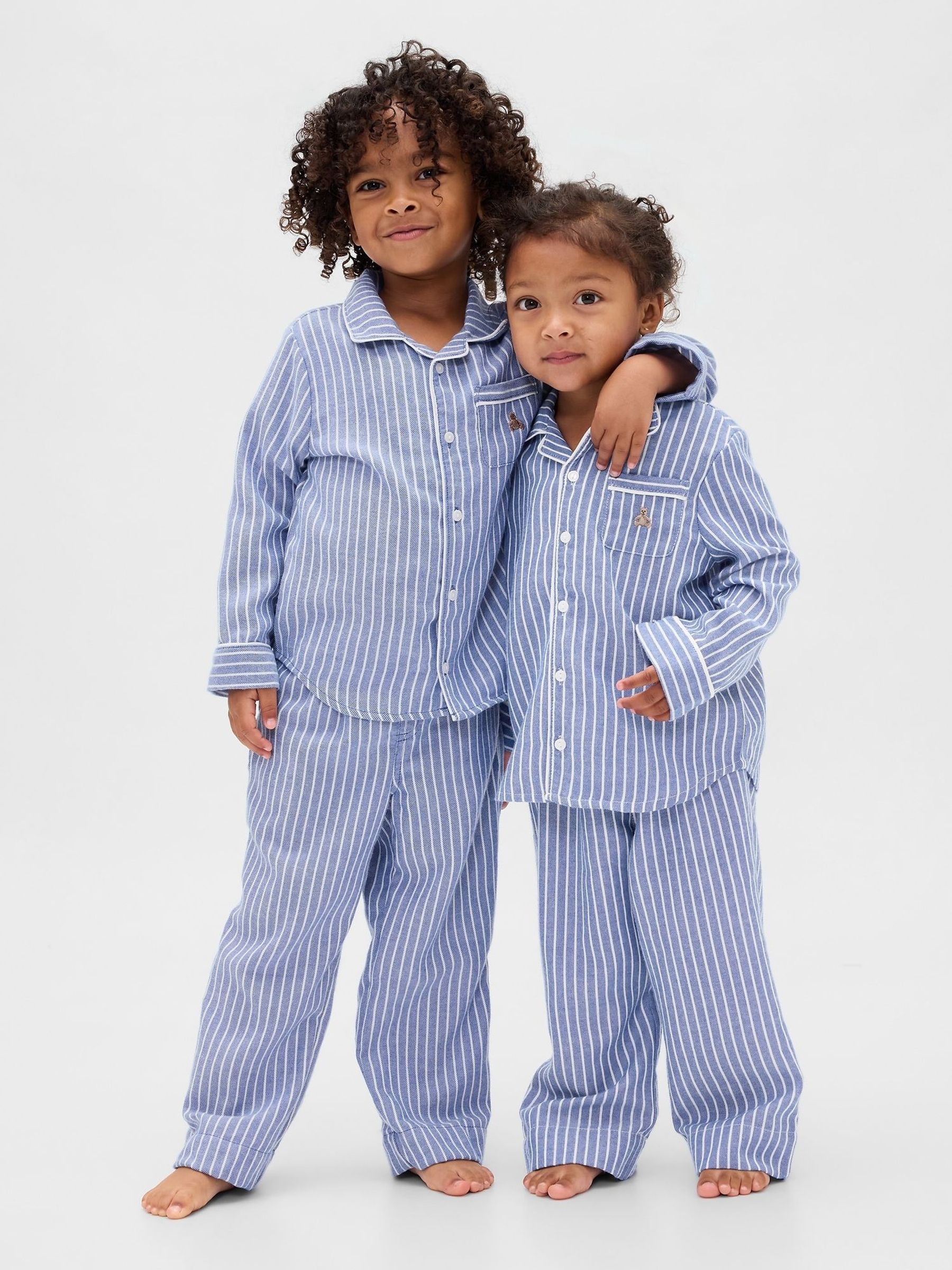 Blue Stripe Flannel Pyjama Top & Trousers Set (6mths-5yrs) (W73383) | £30