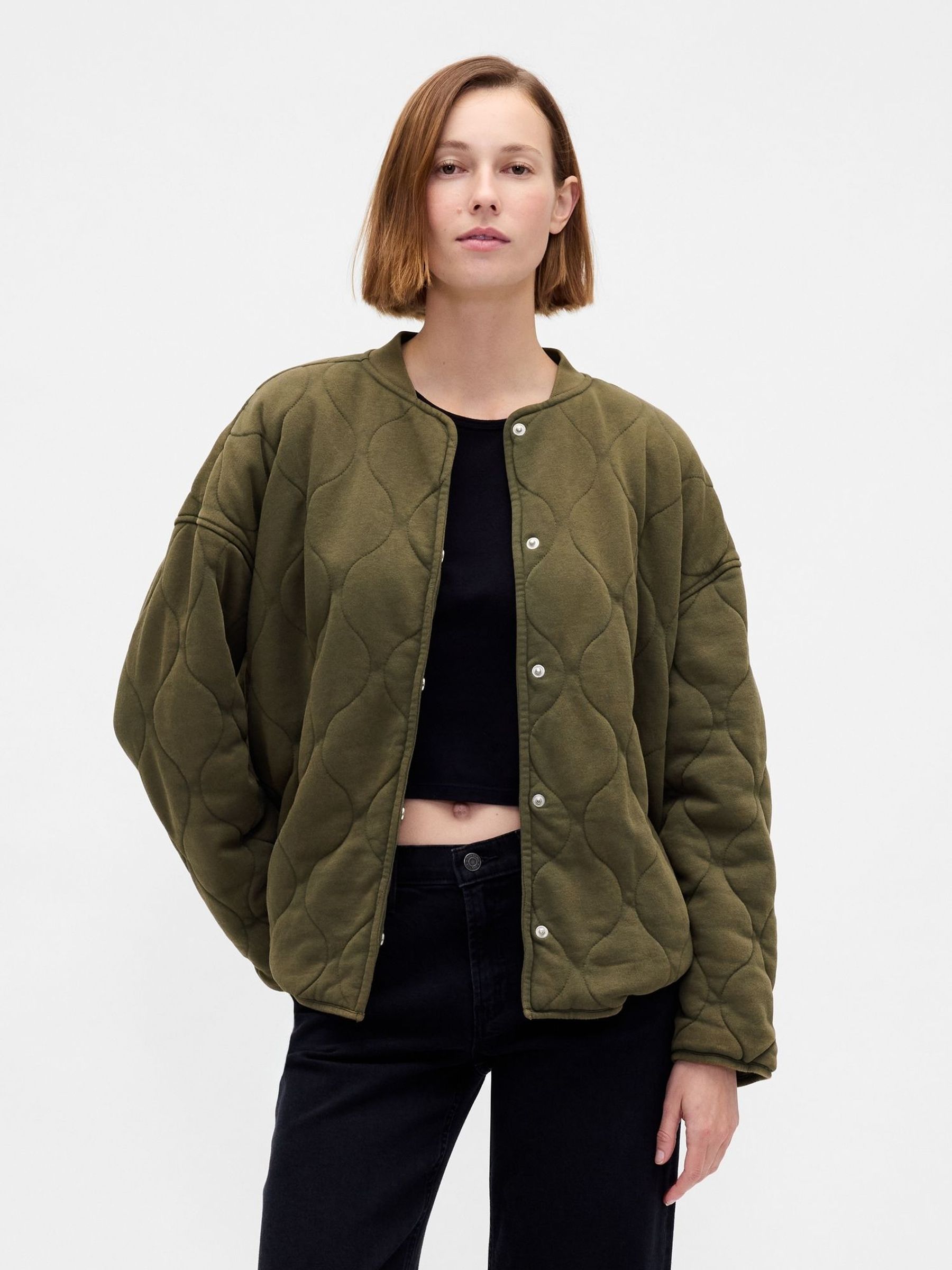 Green Oversized VintageSoft Quilted Jacket (W73405) | £105