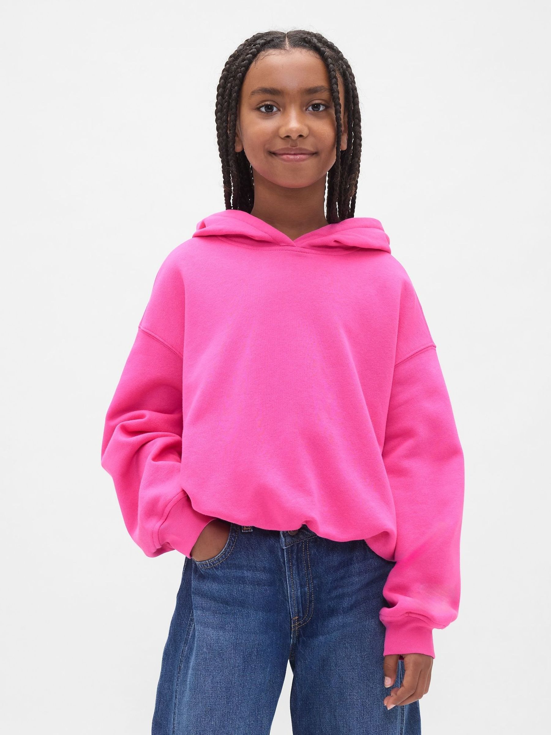 Pink Oversized Vintage Soft Bubble Hoodie (4-13yrs) (W73416) | £30
