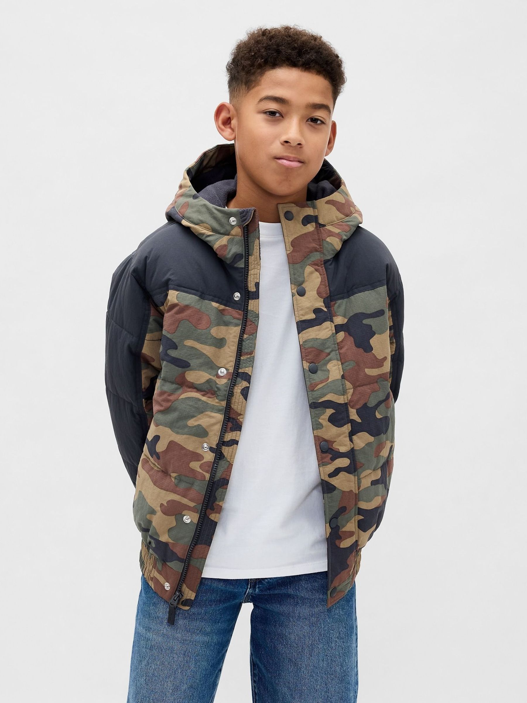 Brown Camo Puffer Jacket (4-13yrs) (W73428) | £60