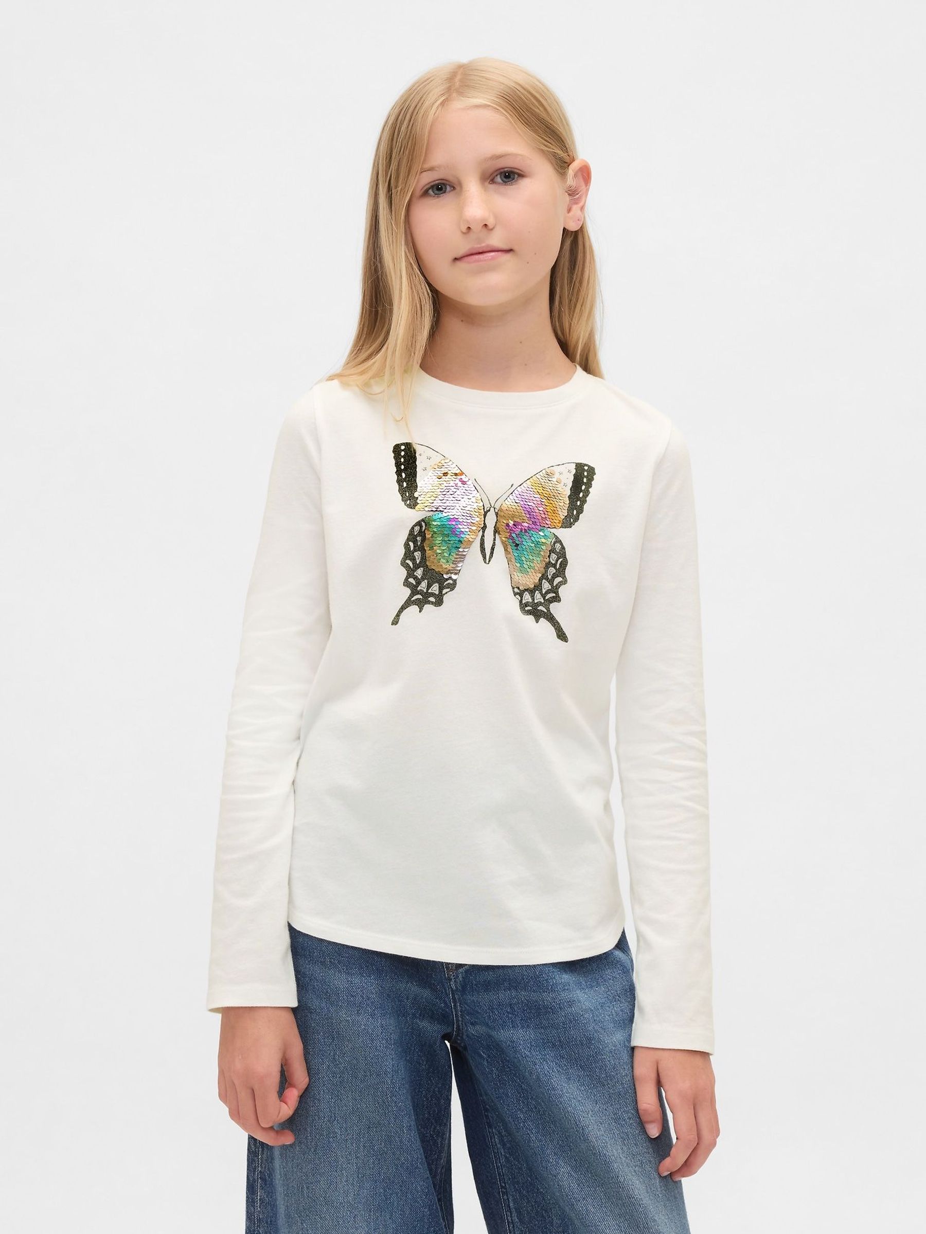 White Flippy-Sequin Graphic T-Shirt (W73460) | £14