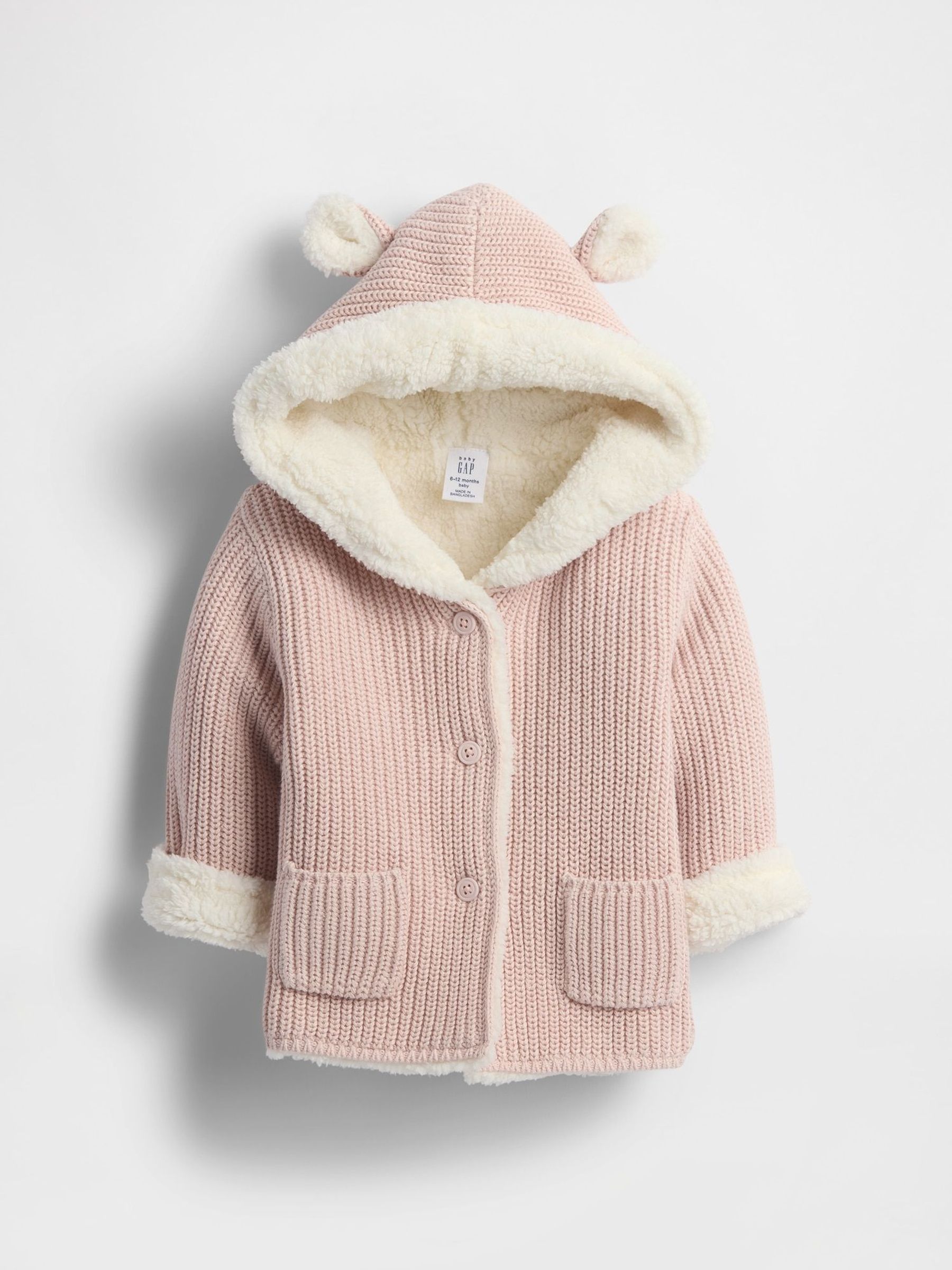 Pink Sherpa-Lined Cardigan (Newborn-24mths) (W73477) | £30