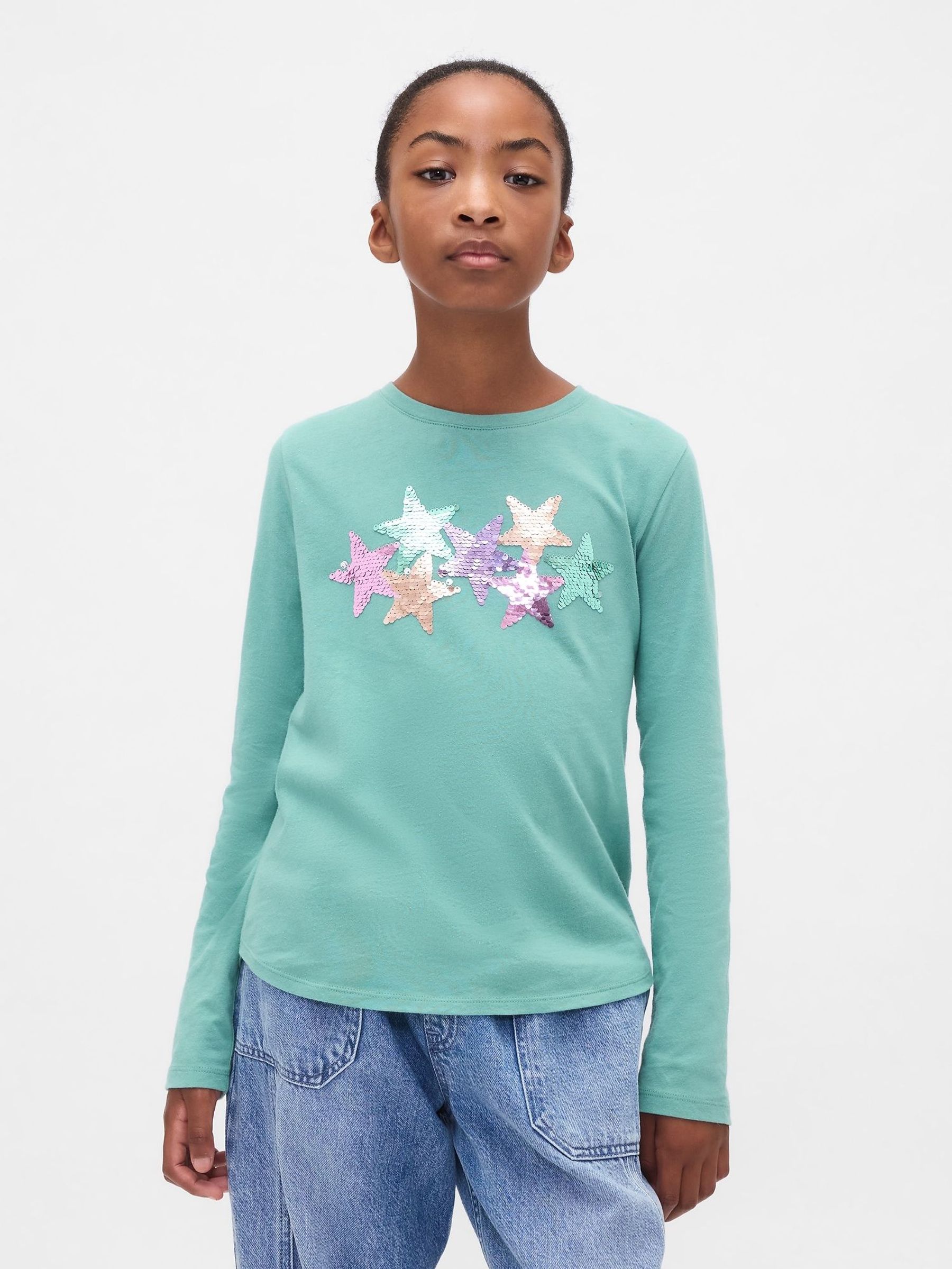 Green Flippy-Sequin Graphic T-Shirt (W73513) | £14