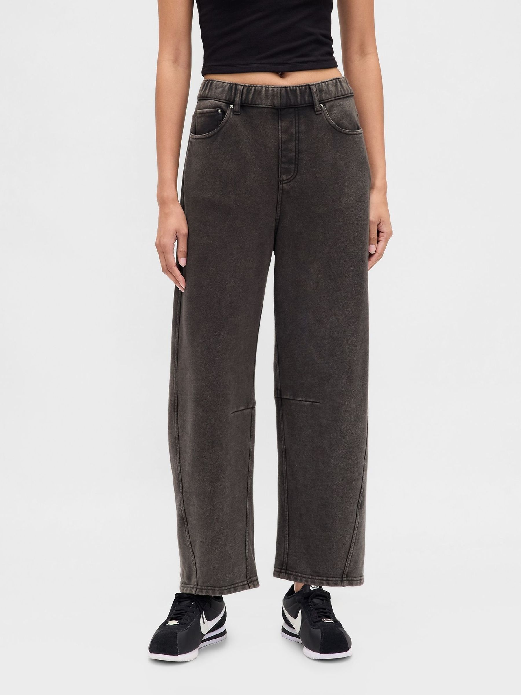 Black Heavyweight French Terry Barrel Joggers (W73518) | £65