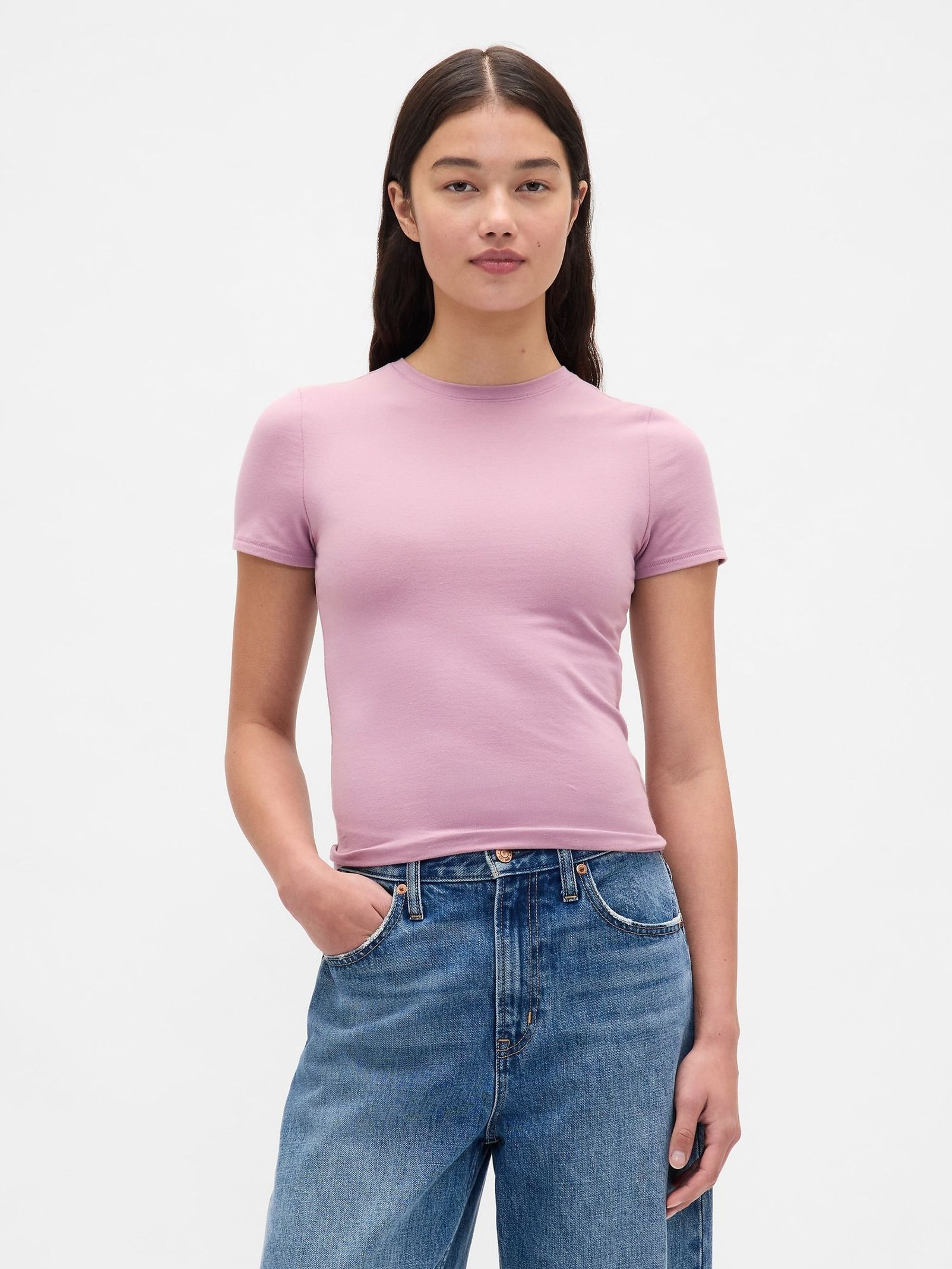 Blush Pink CloseKnit Jersey Short Sleeve T-Shirt (W73538) | £12