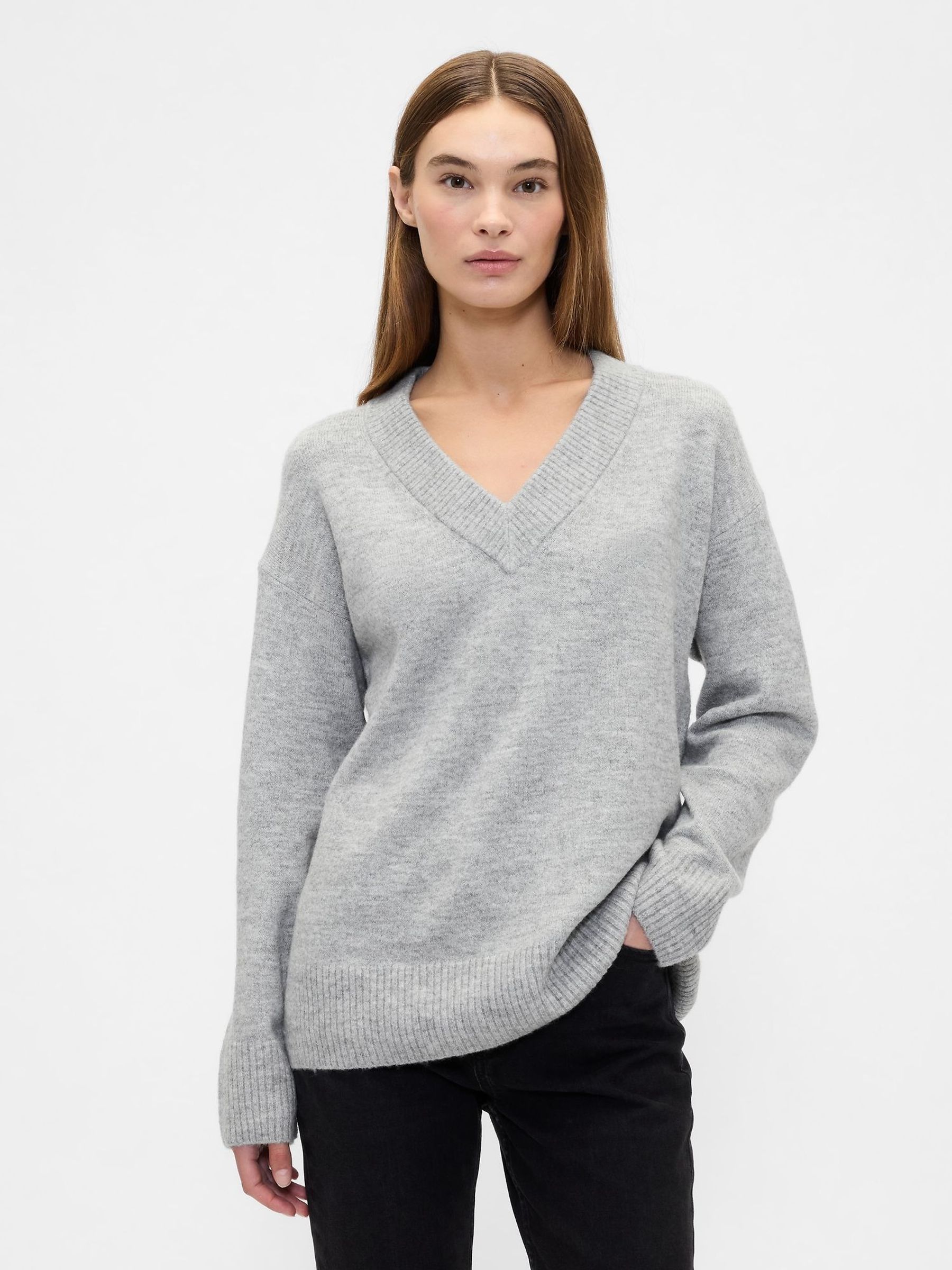Light Grey V-Neck Sweatshirt (W73543) | £30