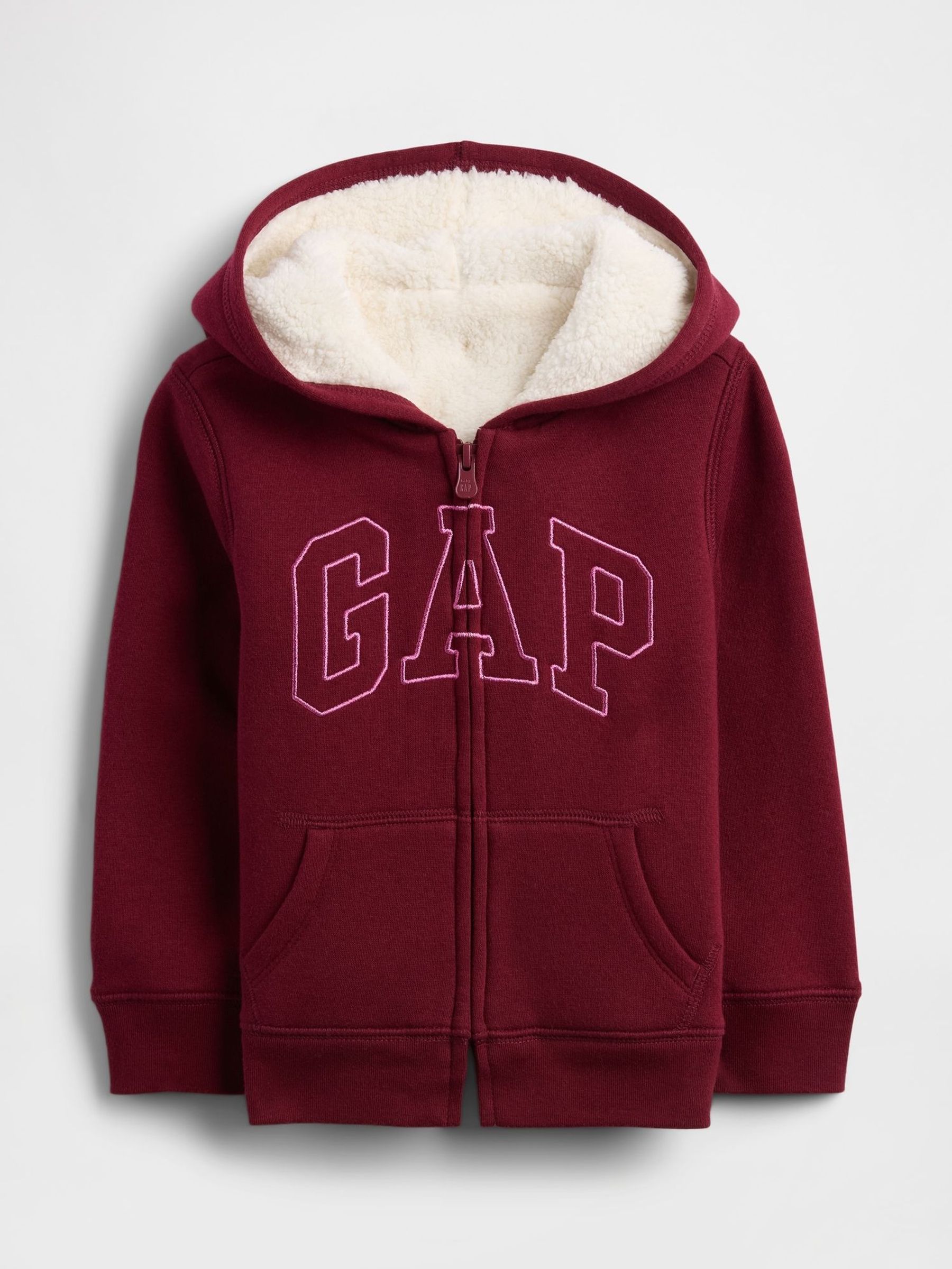 Burgundy Red Logo Sherpa Lined Hoodie (6mths-5yrs) (W73544) | £25