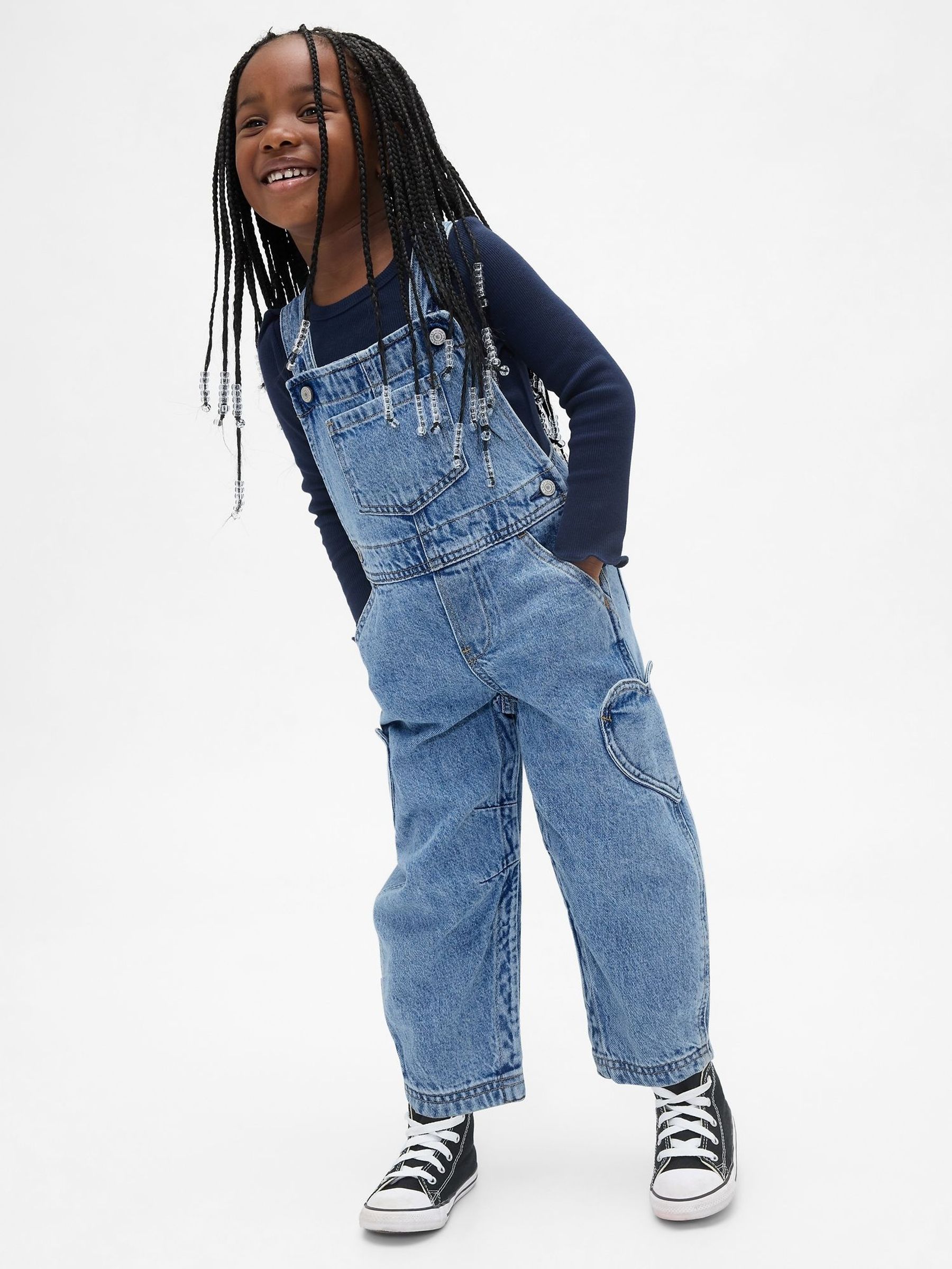 Blue Heart Pocket Horseshoe Dungarees (6mths-5yrs) (W73546) | £40