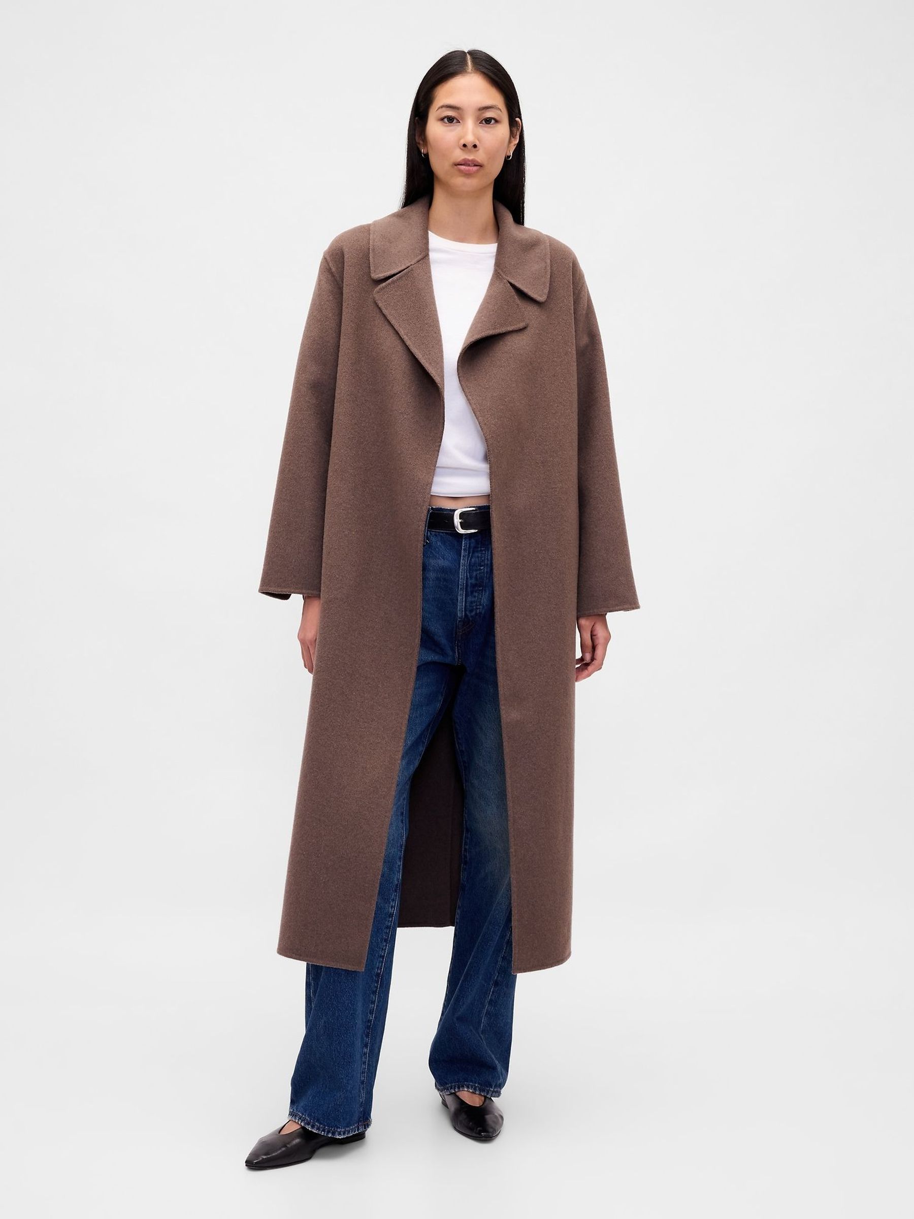 Brown Wool-Blend Wrap Coat (W73571) | £205