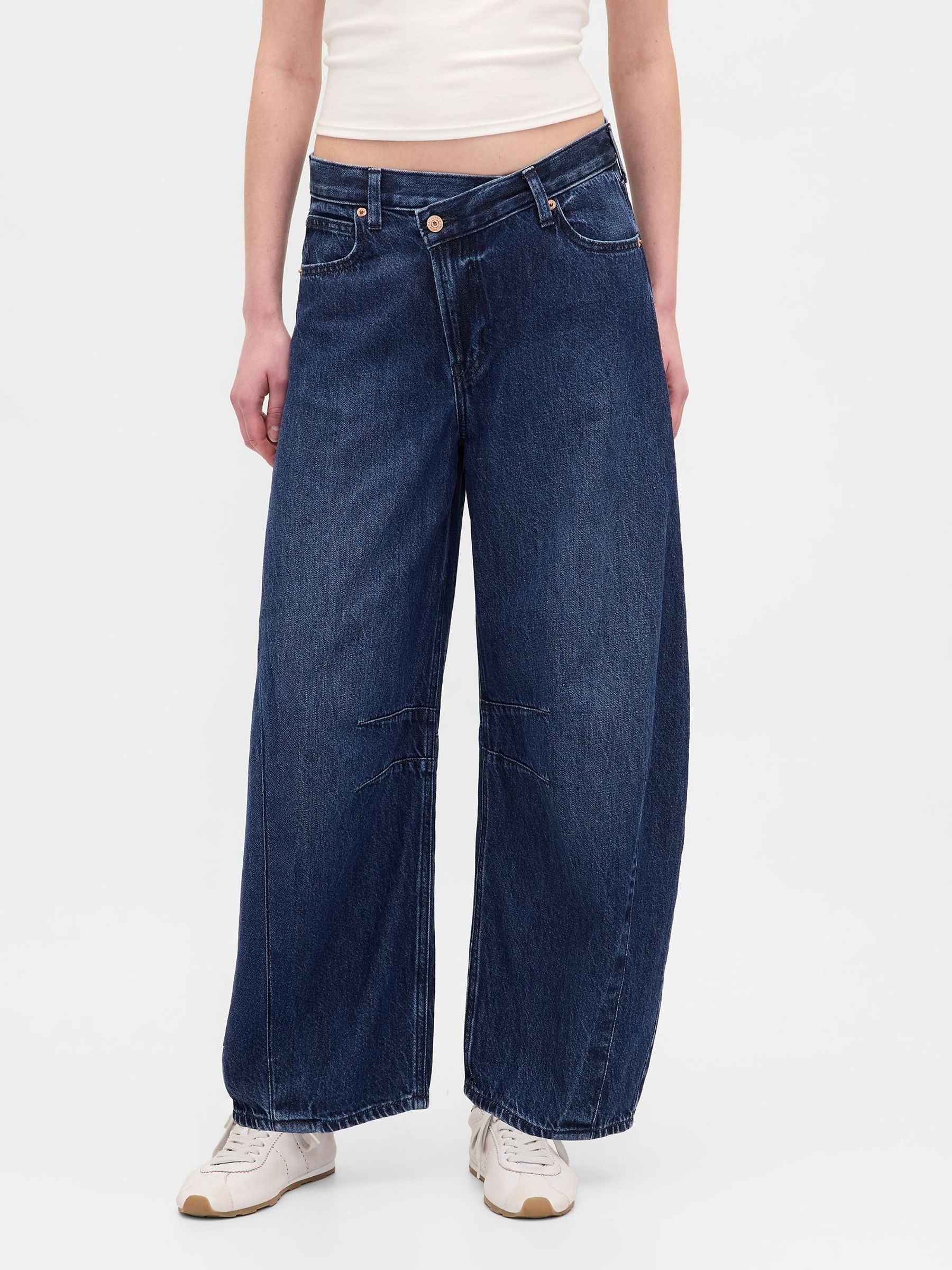 Blue High Waisted UltraSoft Crossover Horseshoe Jeans (W73579) | £50