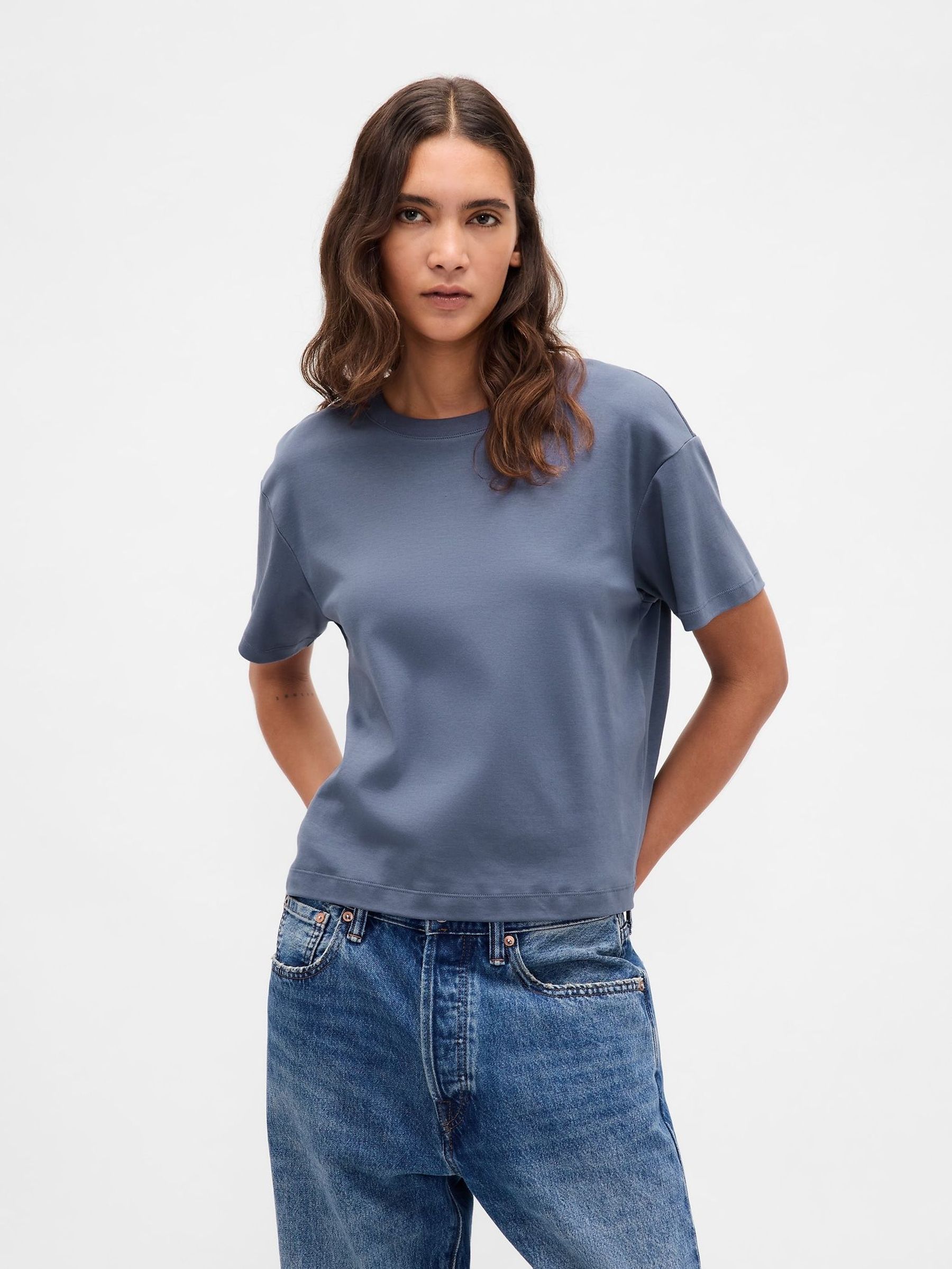Blue Supima® Cotton Relaxed Short Sleeve T-Shirt (W73588) | £30