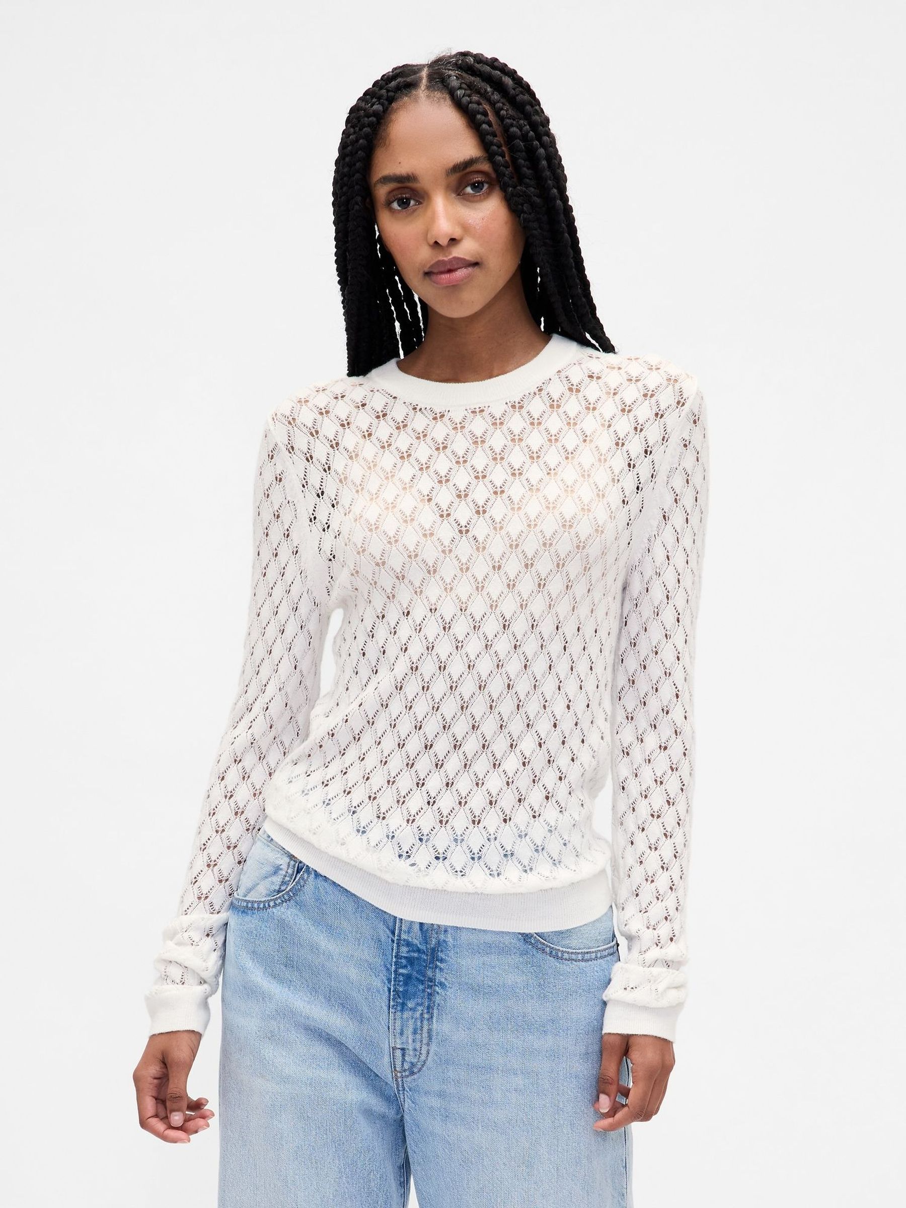 White Pointelle Sweatshirt (W73599) | £40
