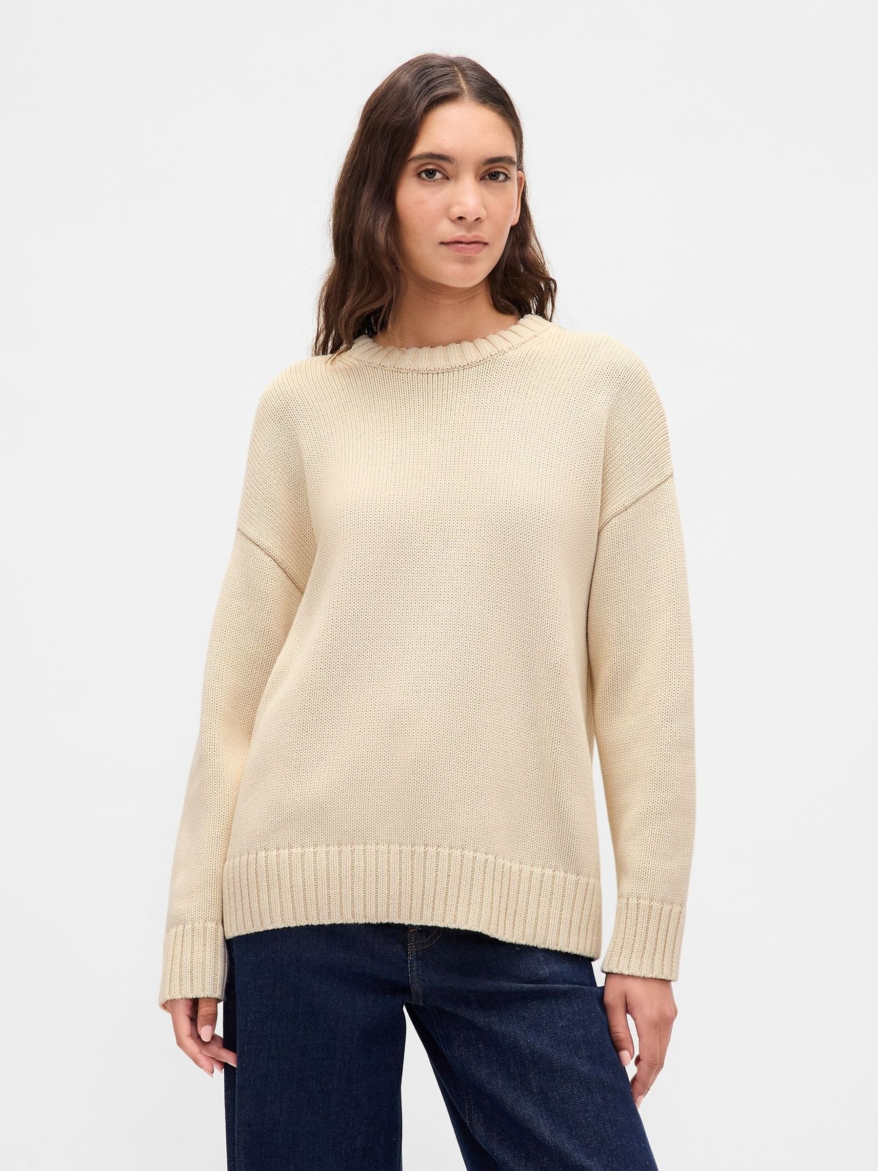 Cream Cotton Oversized Jumper (W73613) | £45