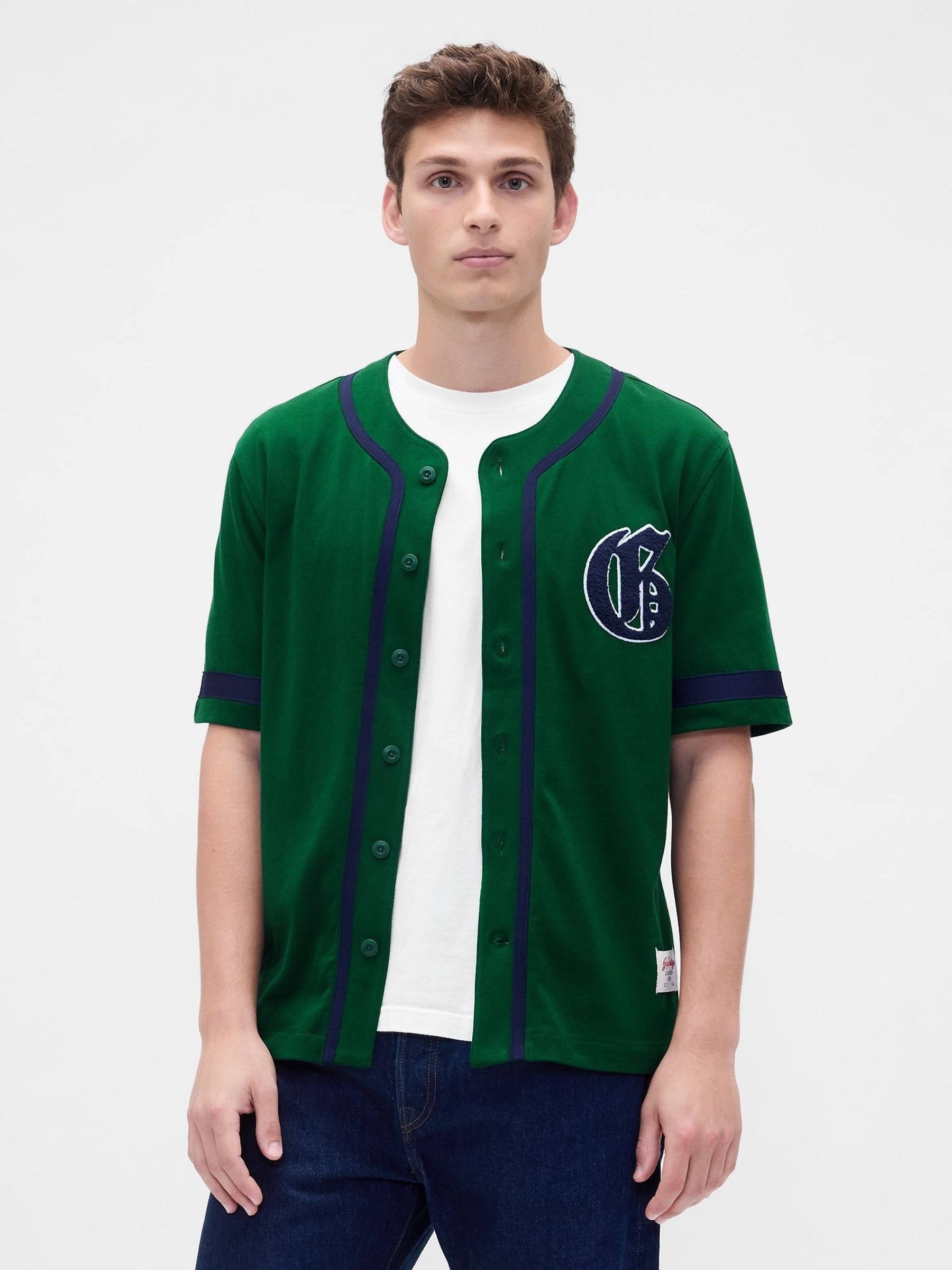 Green/Navy Varsity Logo Baseball Jersey T-Shirt (W73621) | £50