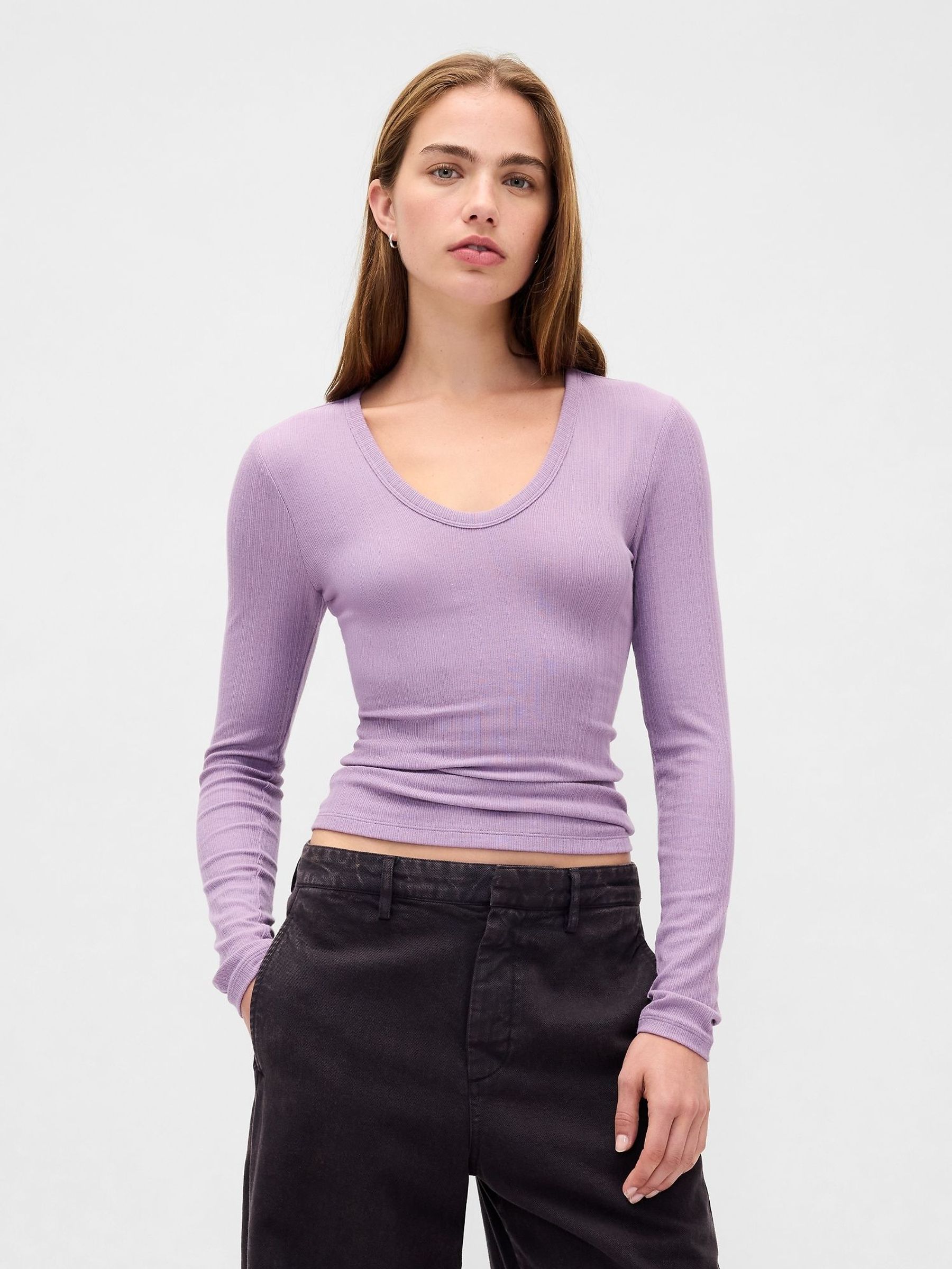 Purple Sheer Modern Rib T-Shirt (W73638) | £30
