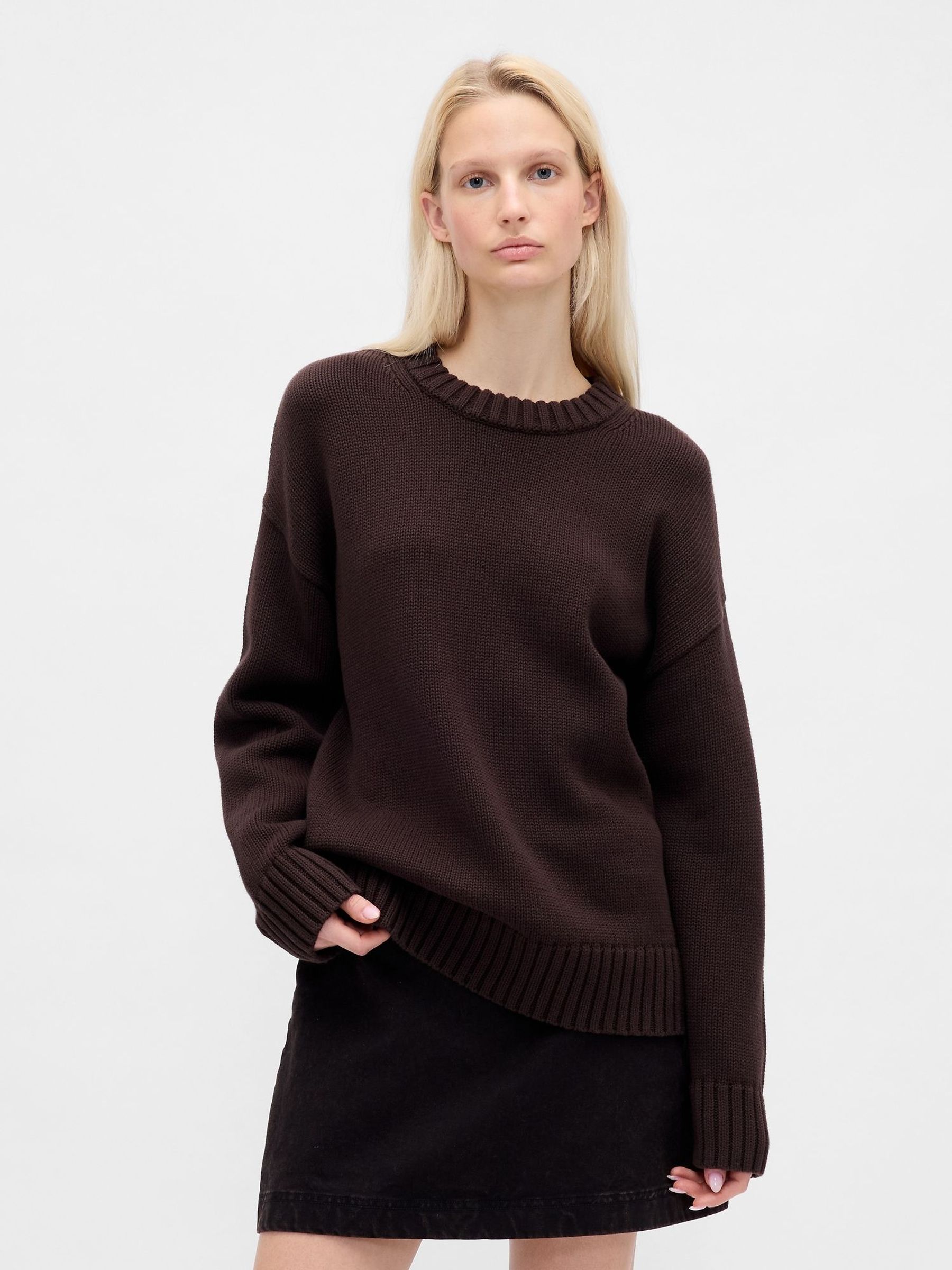 Brown Cotton Oversized Jumper (W73640) | £45