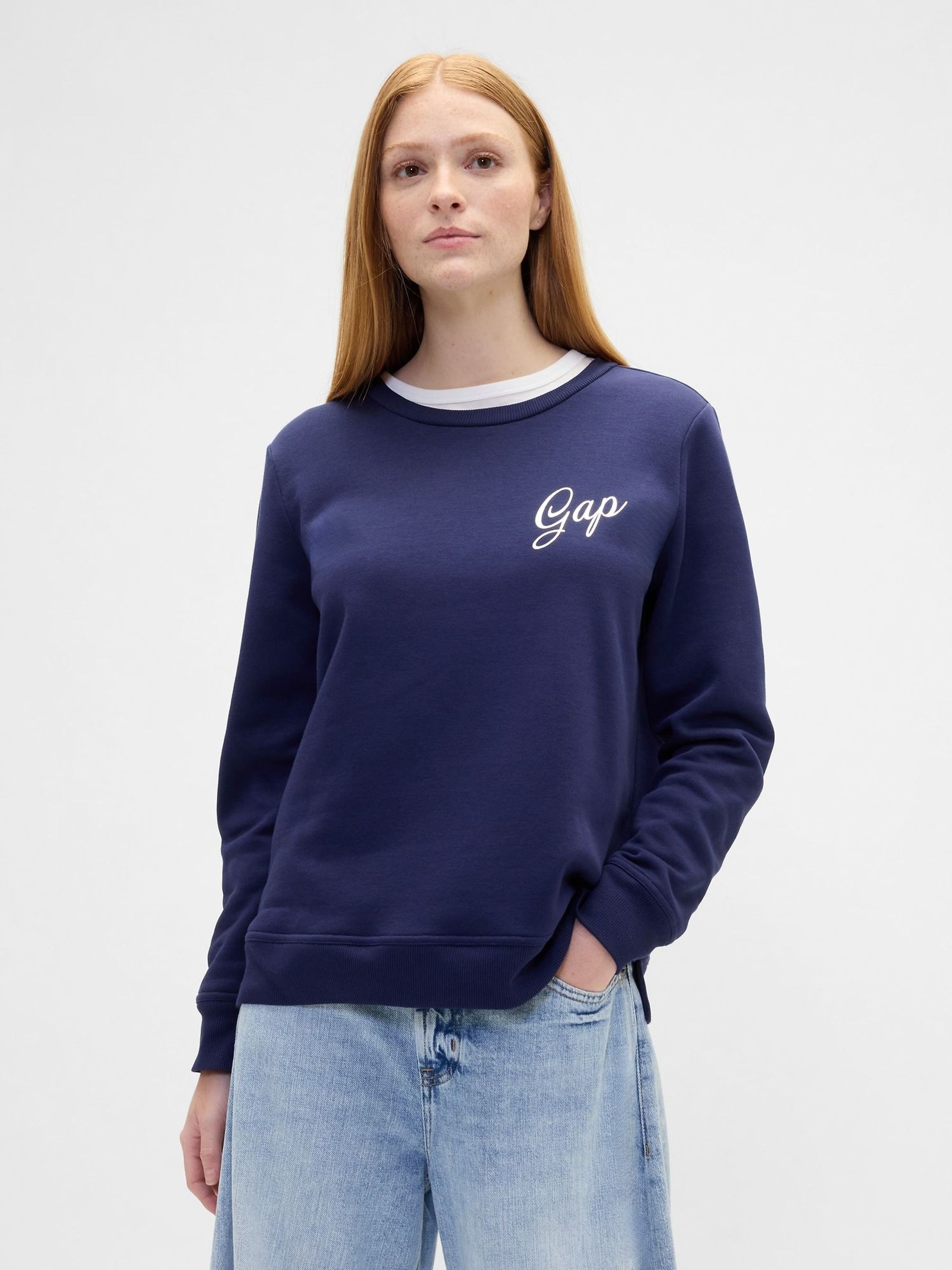 Navy Blue Logo Crewneck Sweatshirt (W73661) | £25