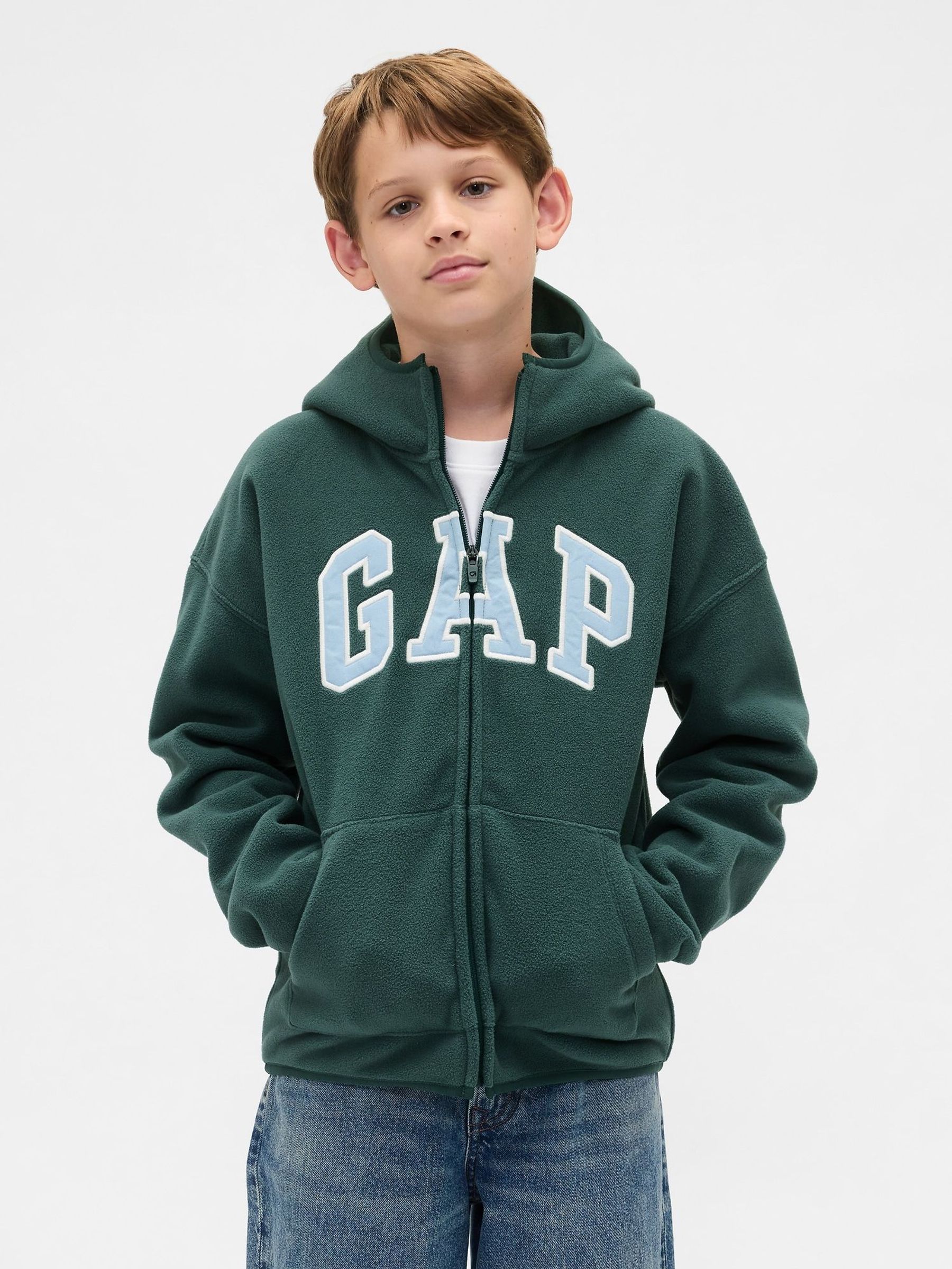 Green VintageSoft Logo Zip Hoodie (4-13yrs) (W73664) | £35